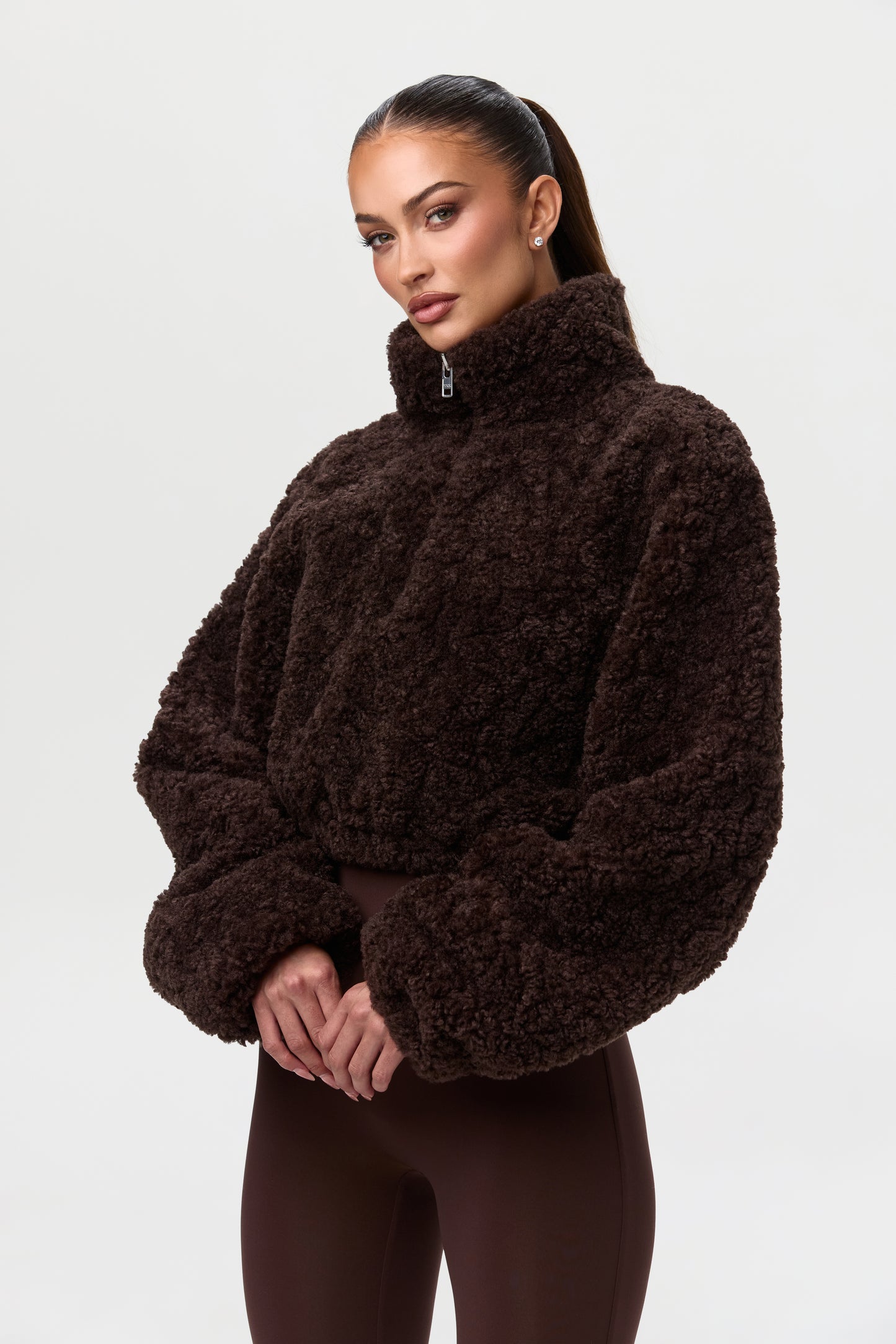 Sherpa Quarter-Zip Cropped Sweater
