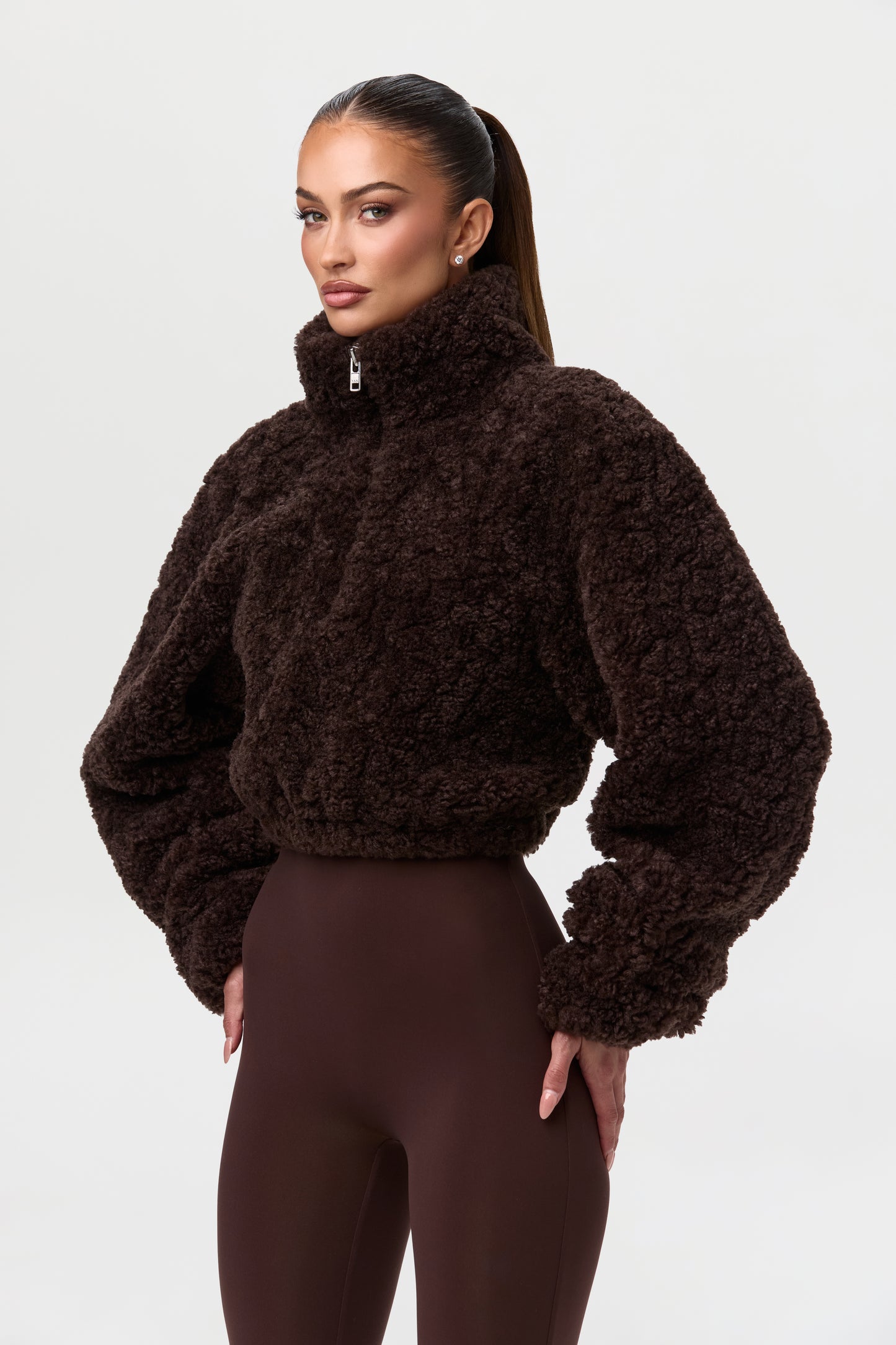 Sherpa Quarter-Zip Cropped Sweater