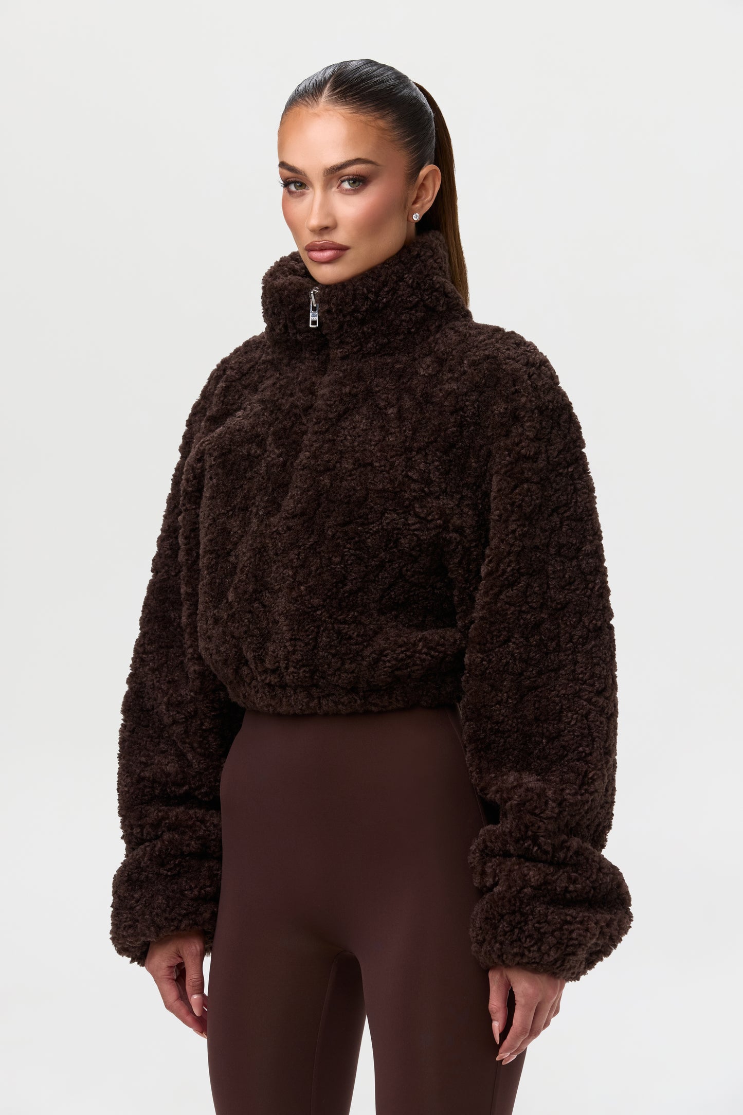 Sherpa Quarter-Zip Cropped Sweater