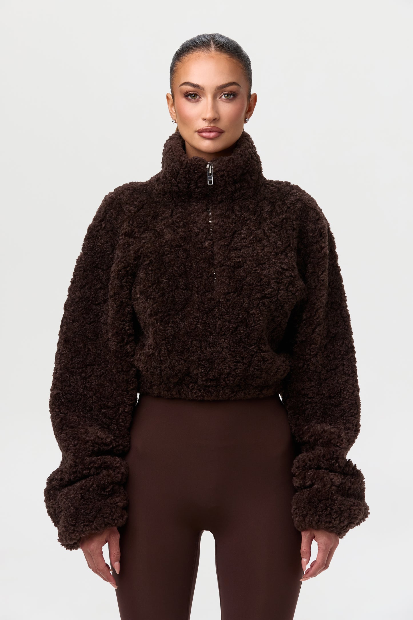 Sherpa Quarter-Zip Cropped Sweater