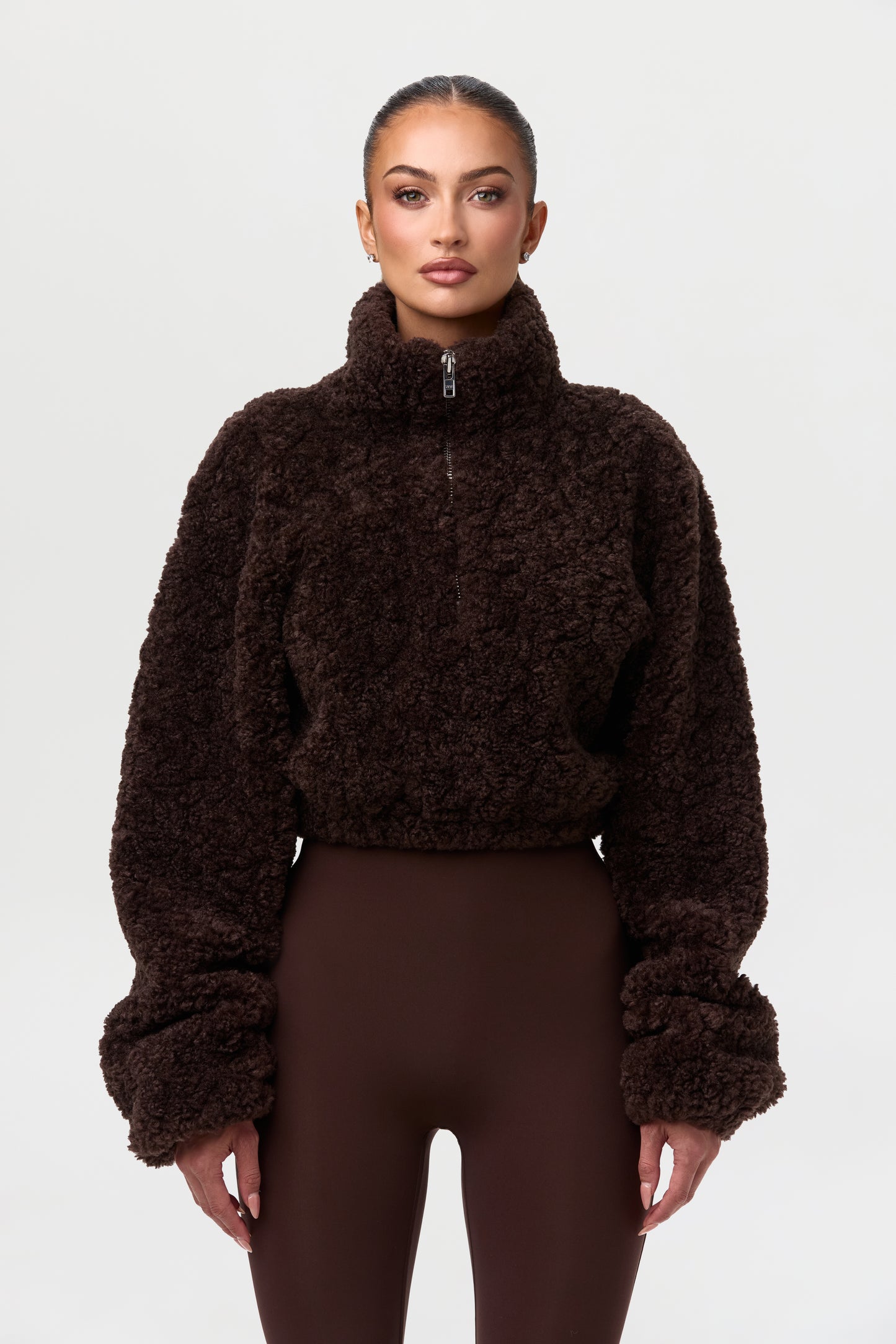 Sherpa Quarter-Zip Cropped Sweater