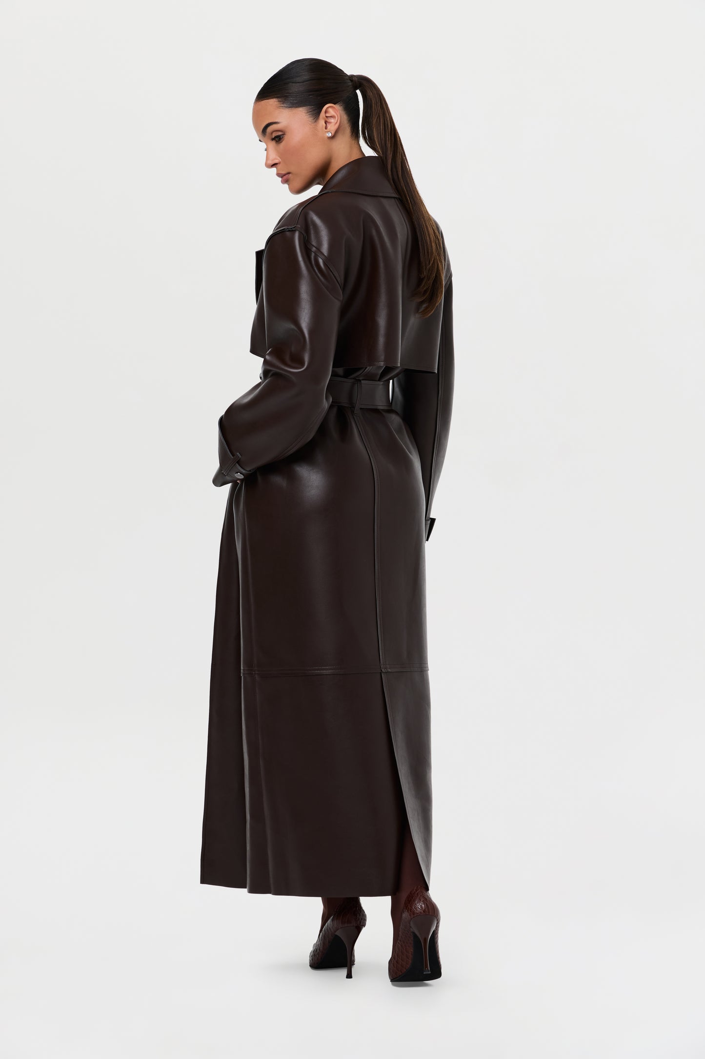 Vegan Leather Trench Coat