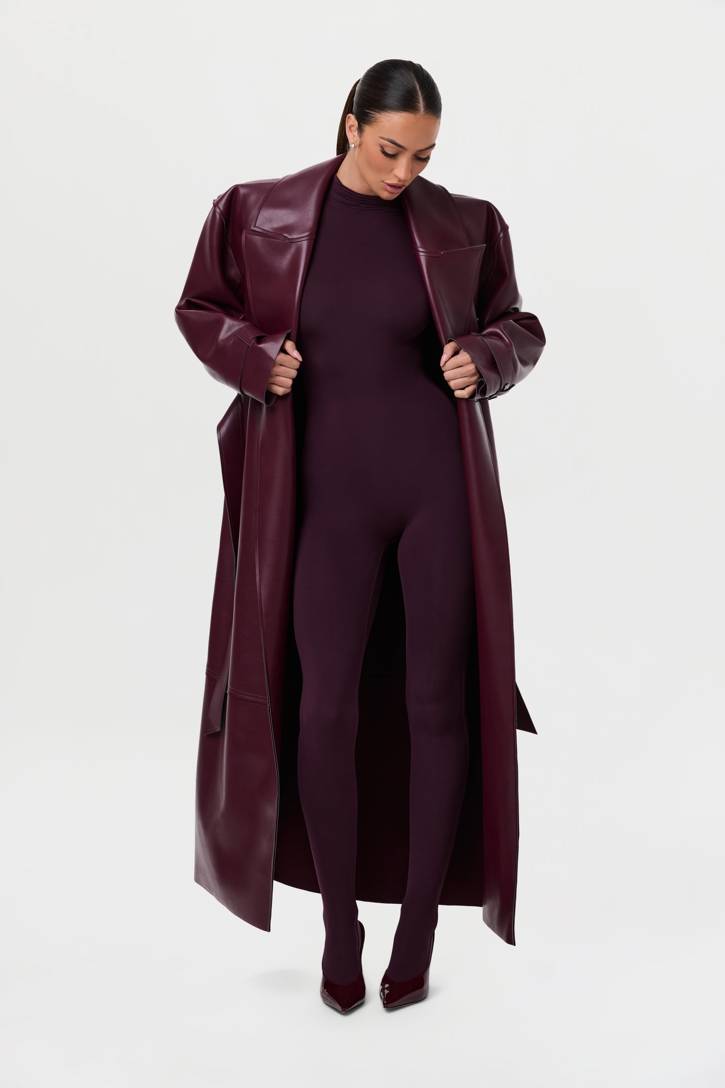 Vegan Leather Trench Coat