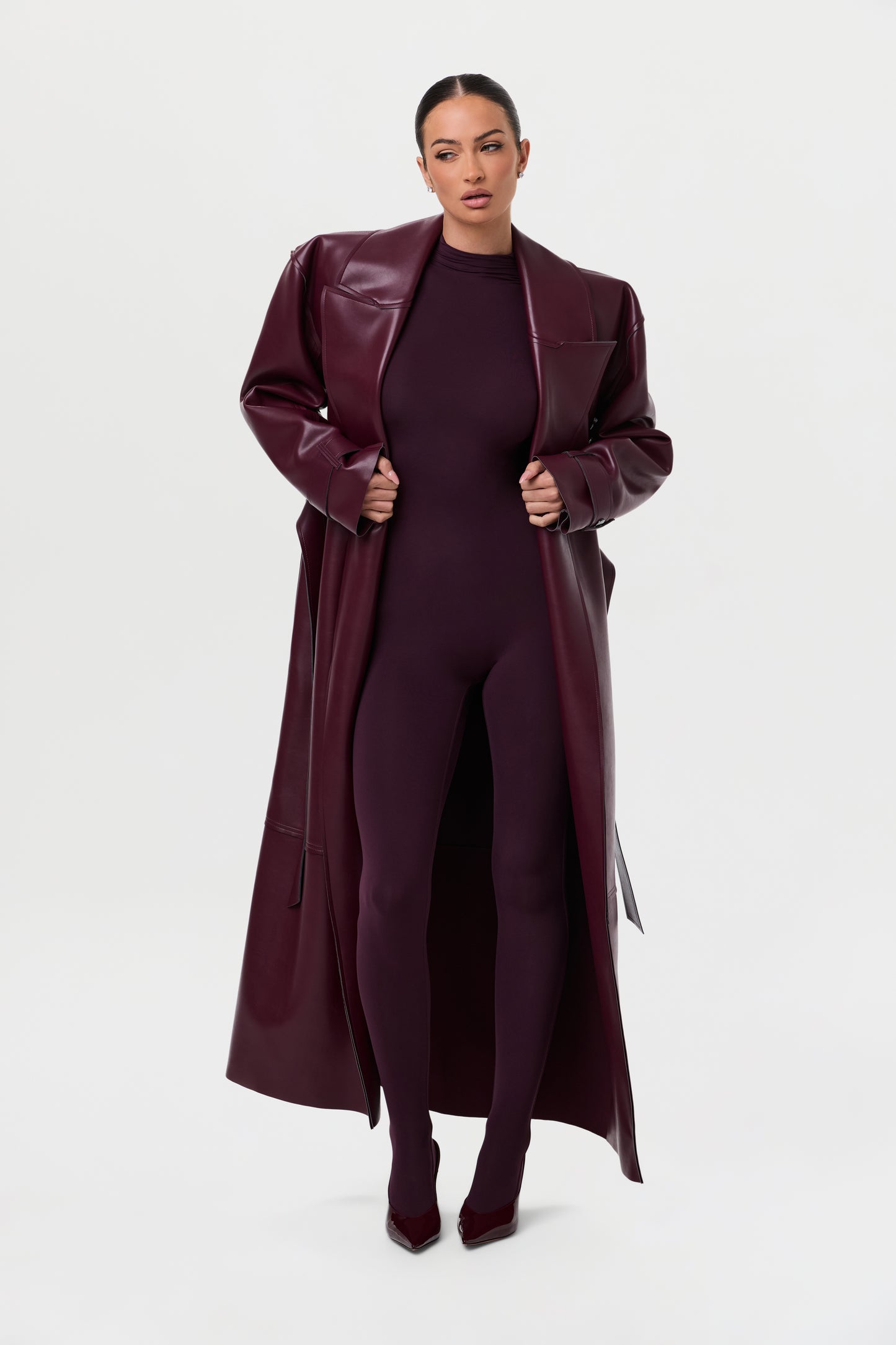Vegan Leather Trench Coat