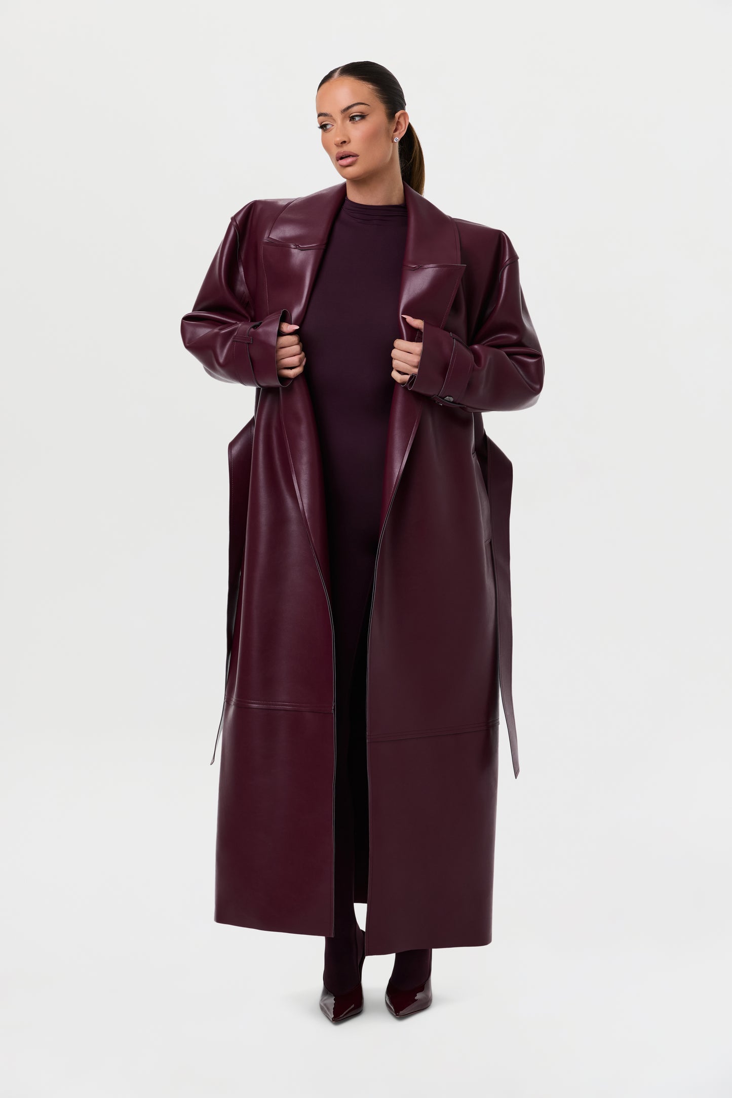 Vegan Leather Trench Coat