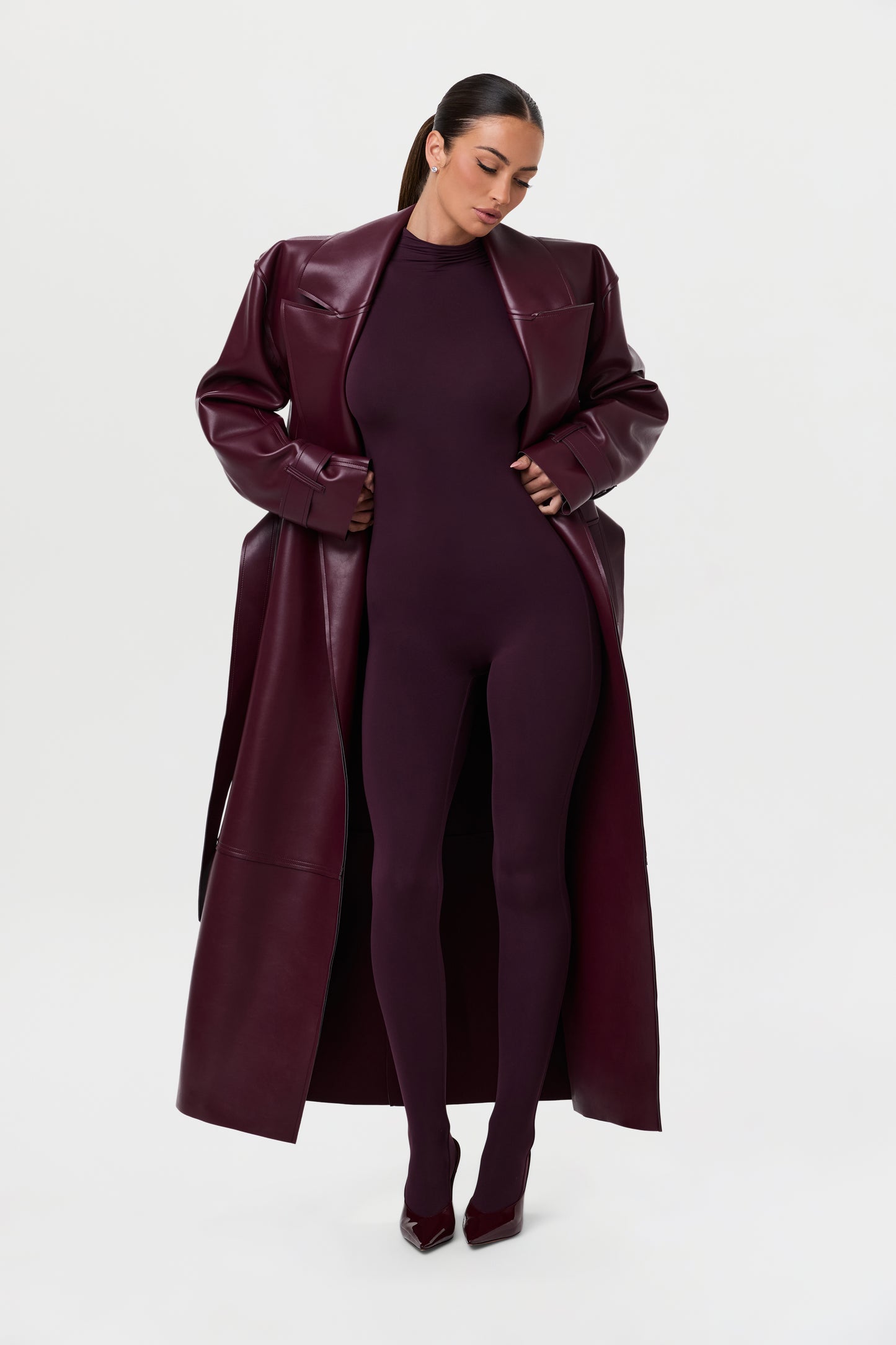 Vegan Leather Trench Coat
