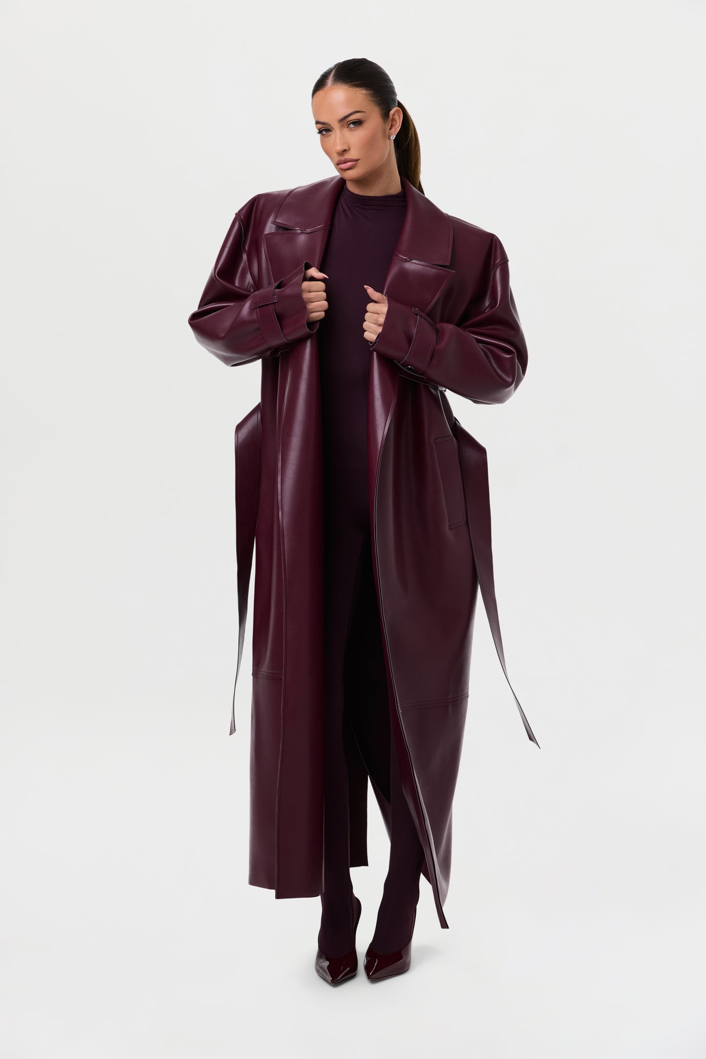 Vegan Leather Trench Coat