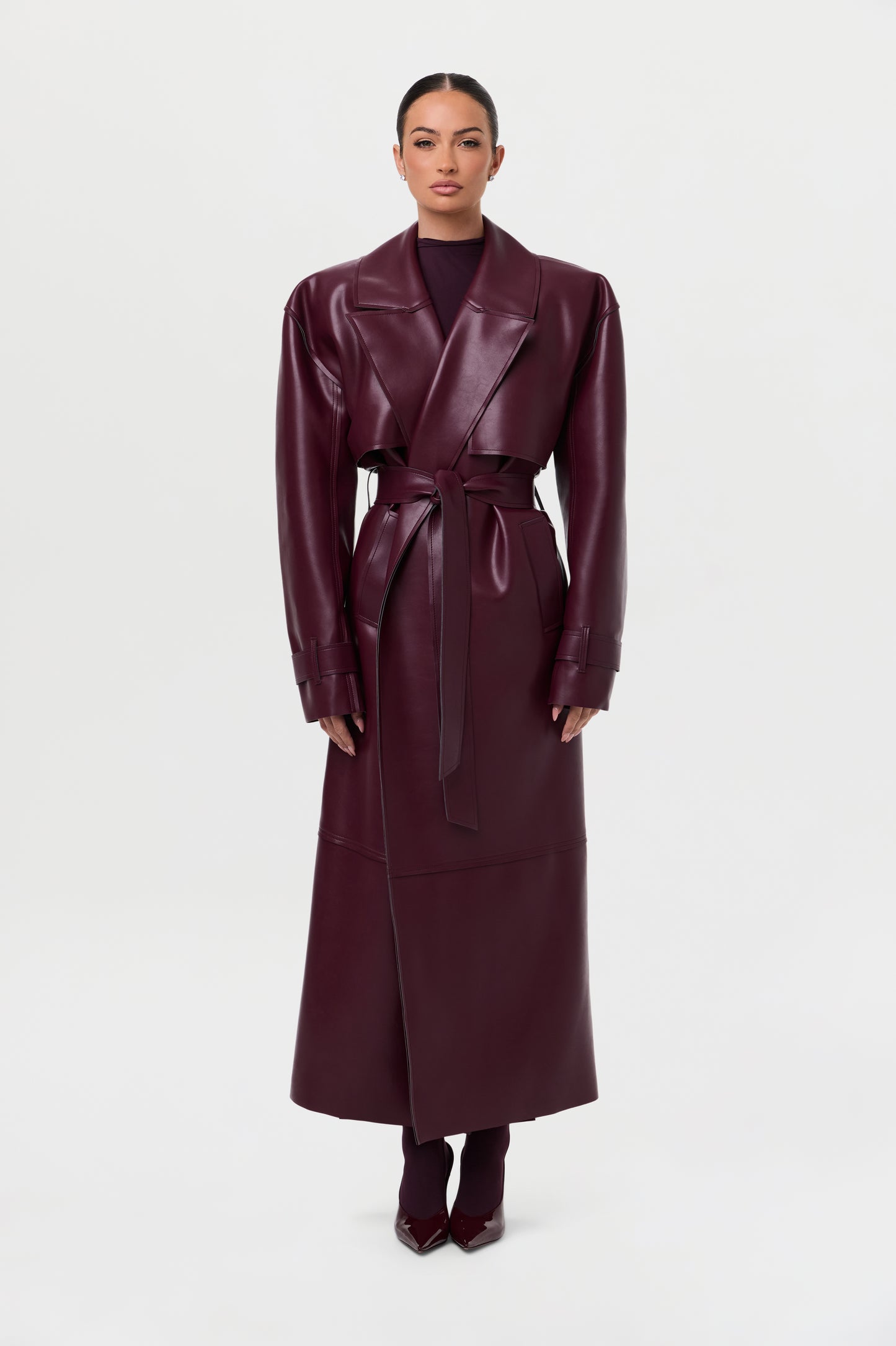 Vegan Leather Trench Coat