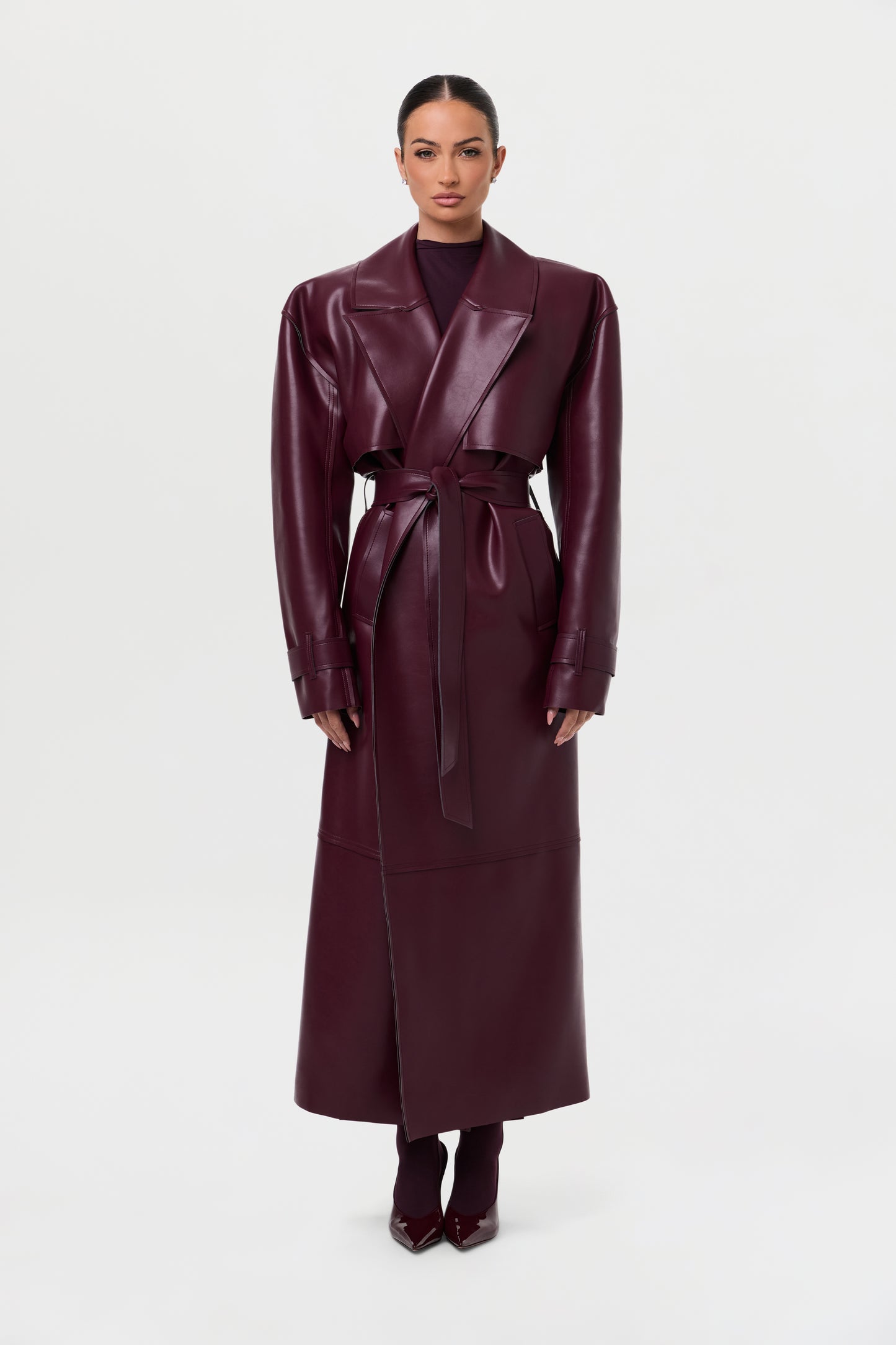 Vegan Leather Trench Coat