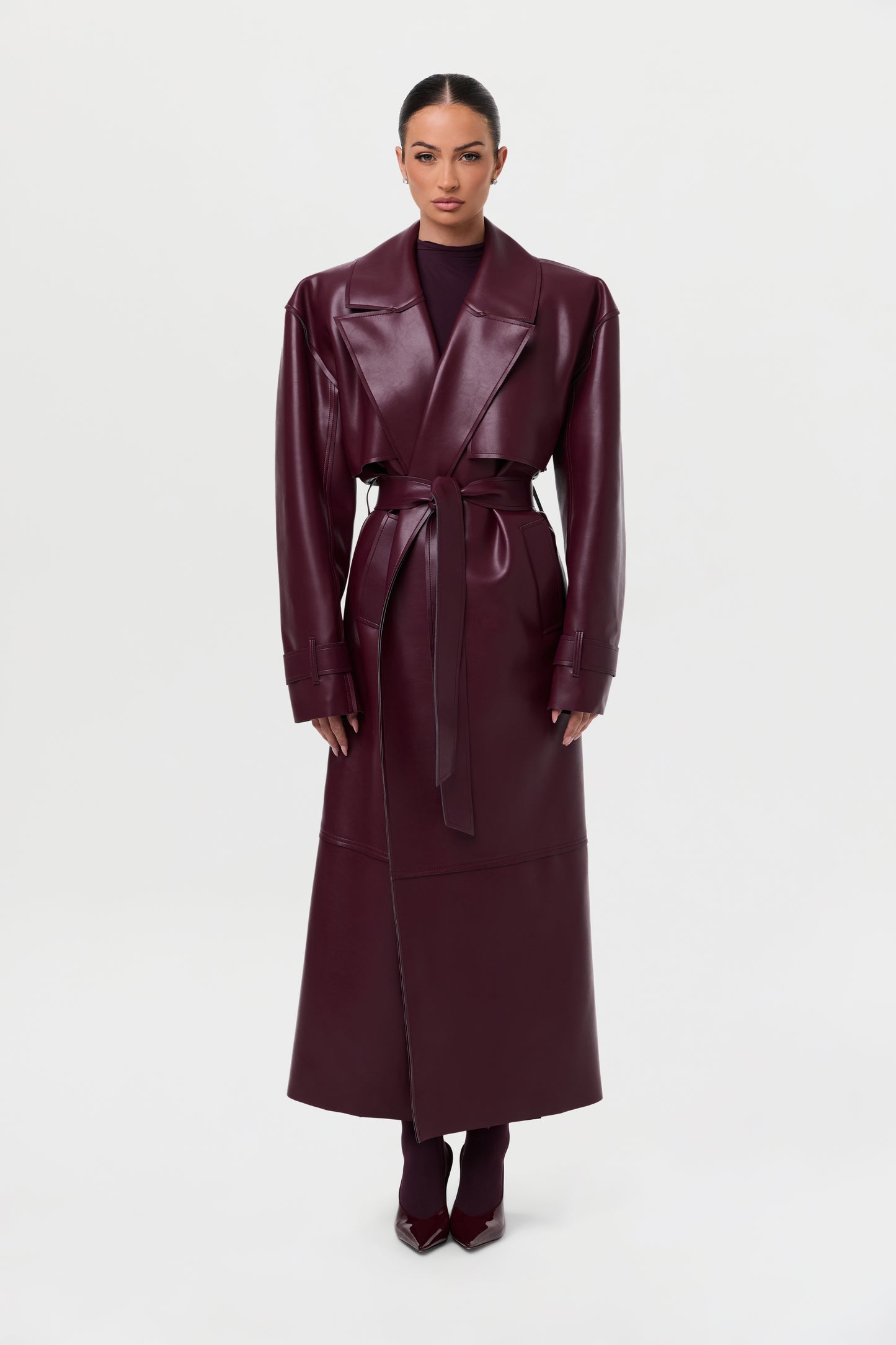 Vegan Leather Trench Coat