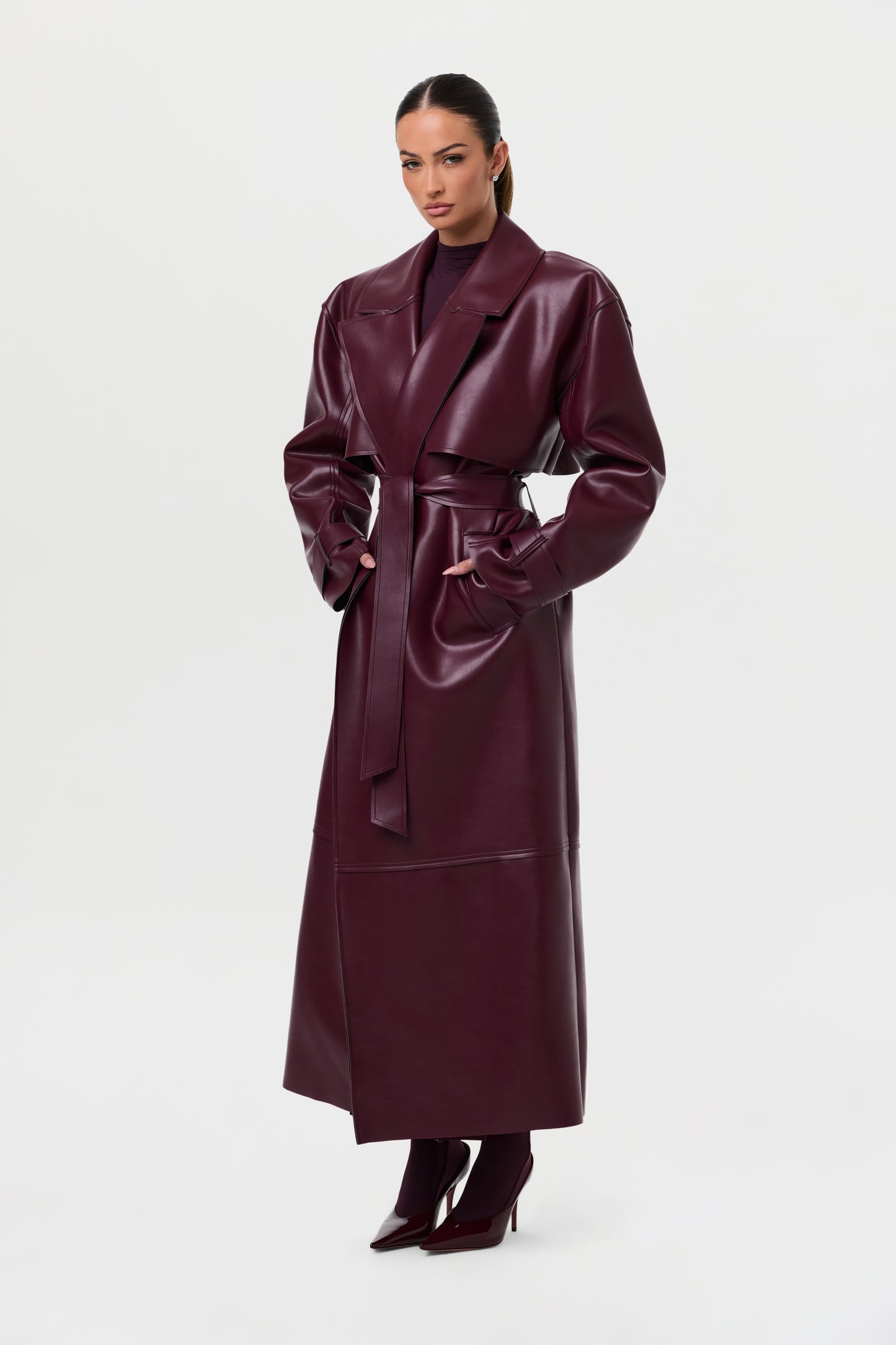 Vegan Leather Trench Coat