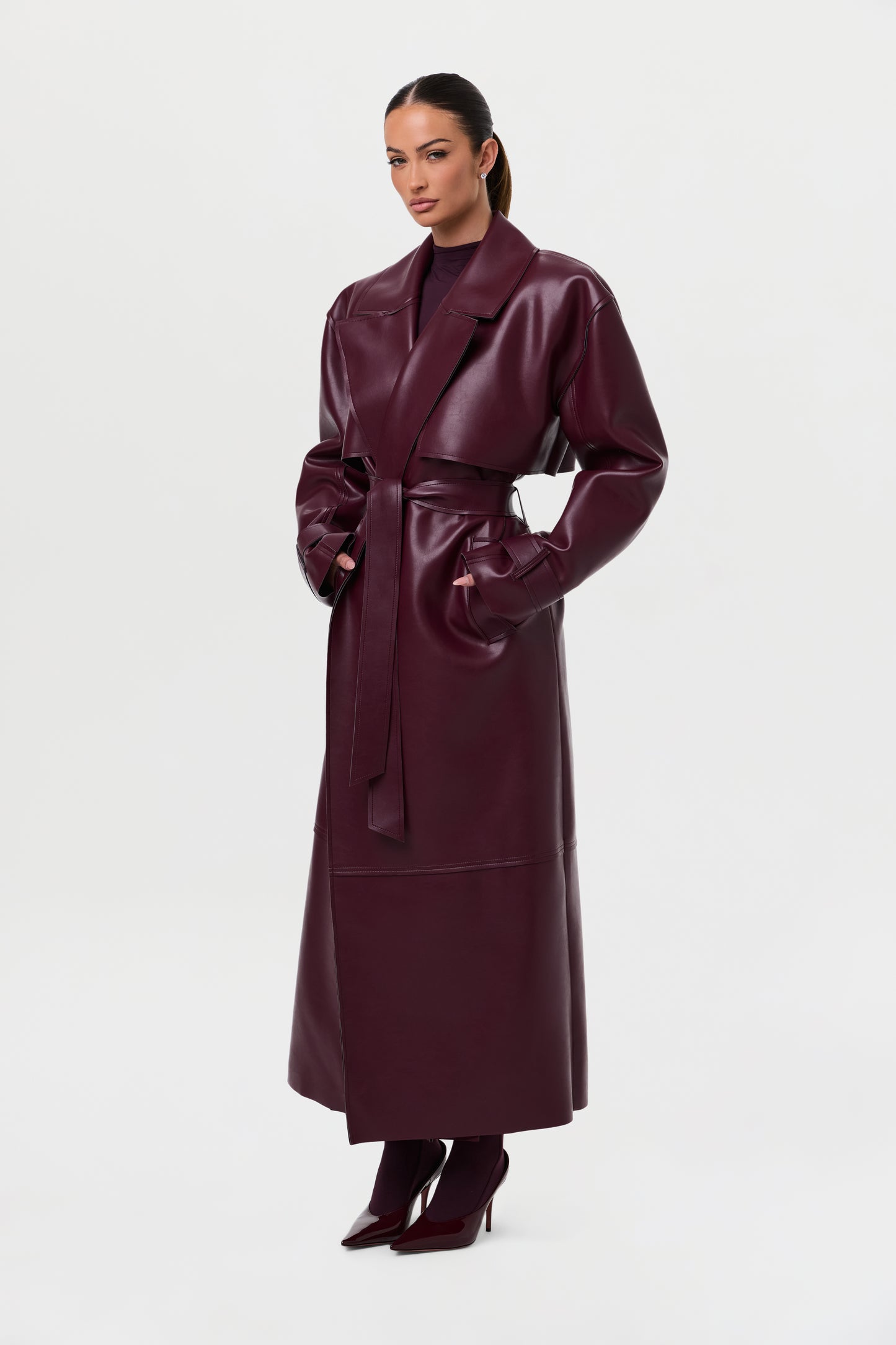 Vegan Leather Trench Coat