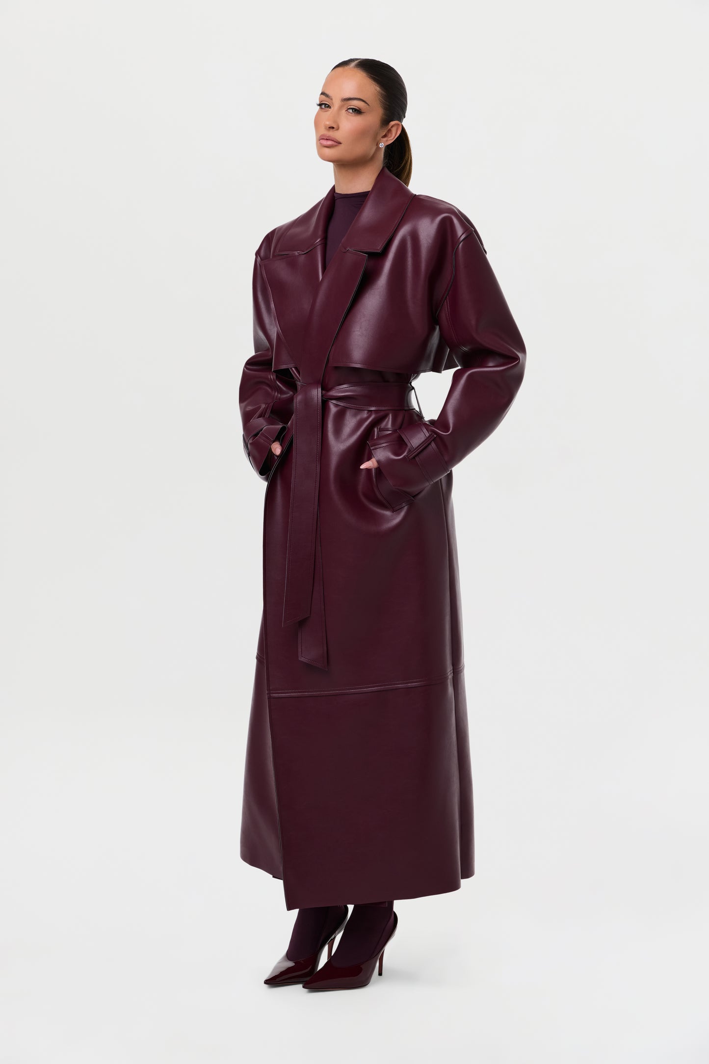 Vegan Leather Trench Coat