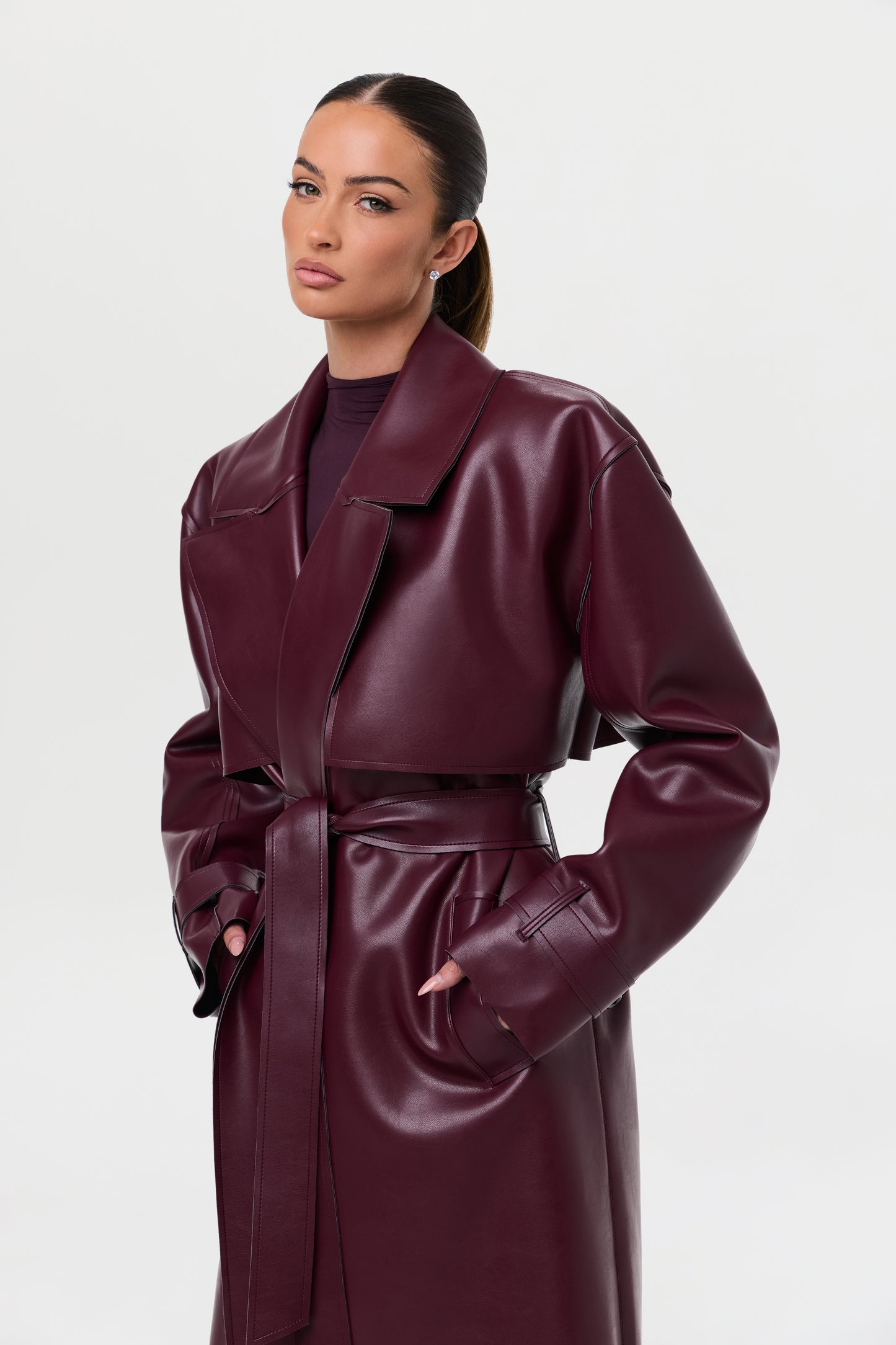 Vegan Leather Trench Coat