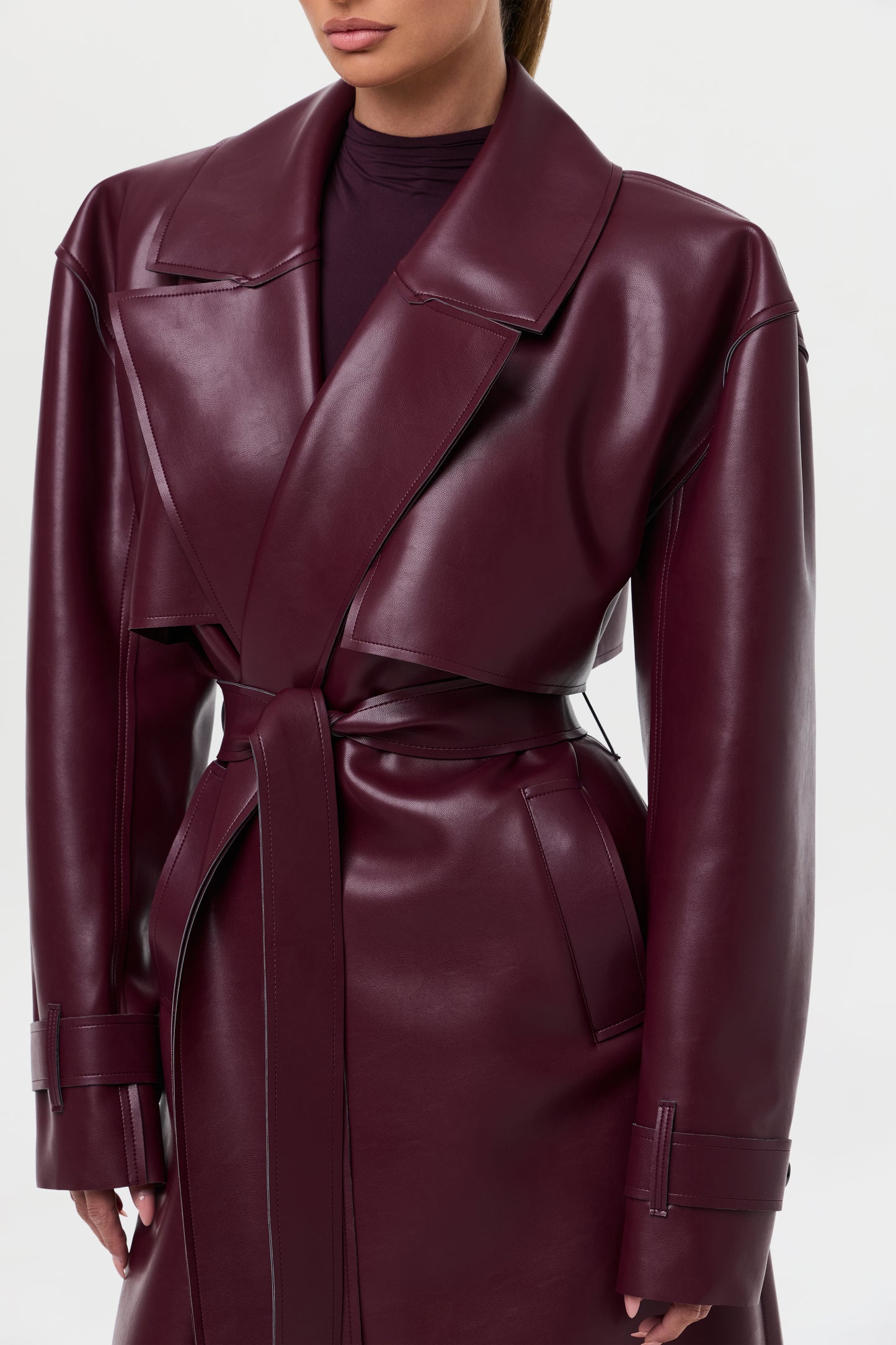Vegan Leather Trench Coat