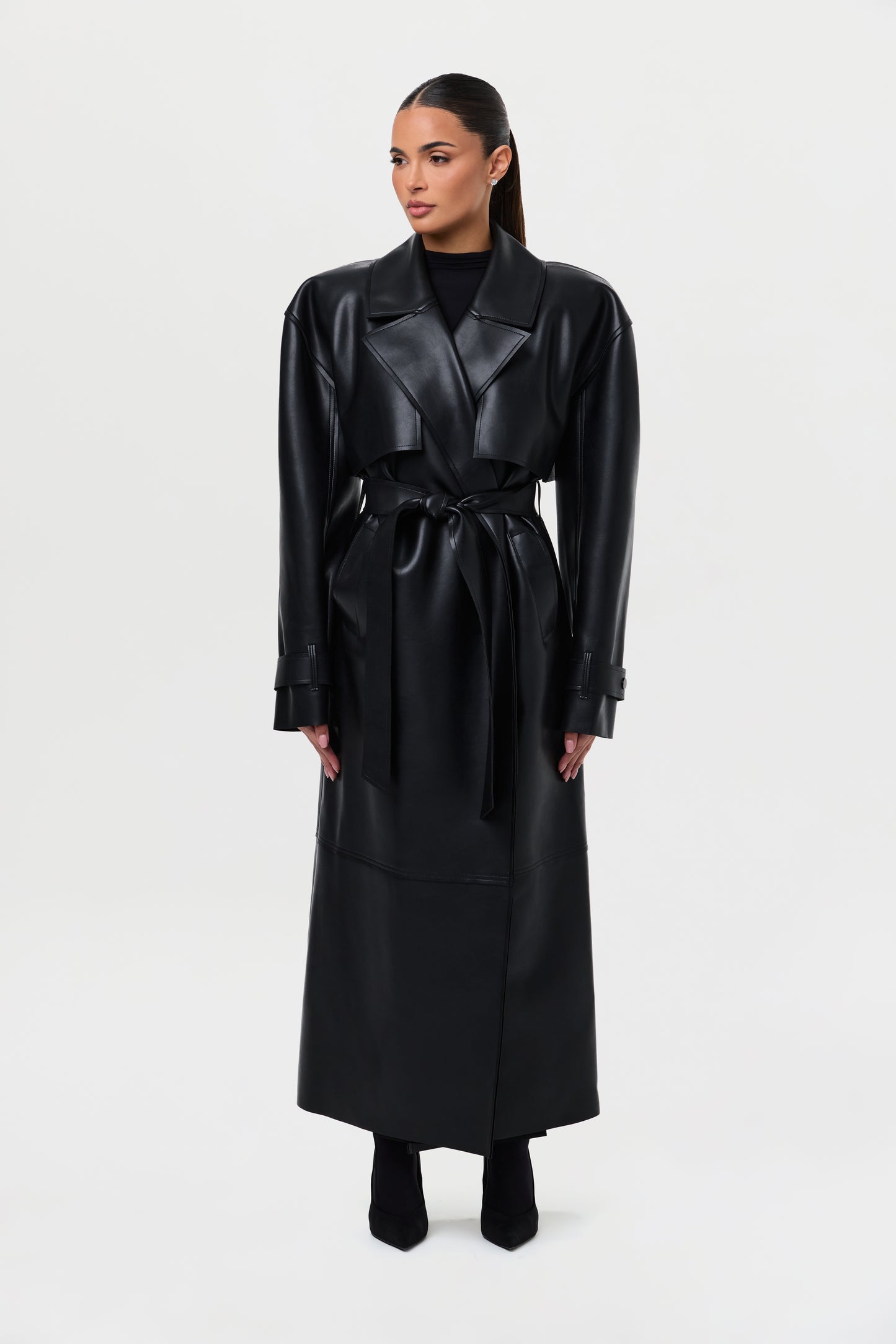Vegan Leather Trench Coat