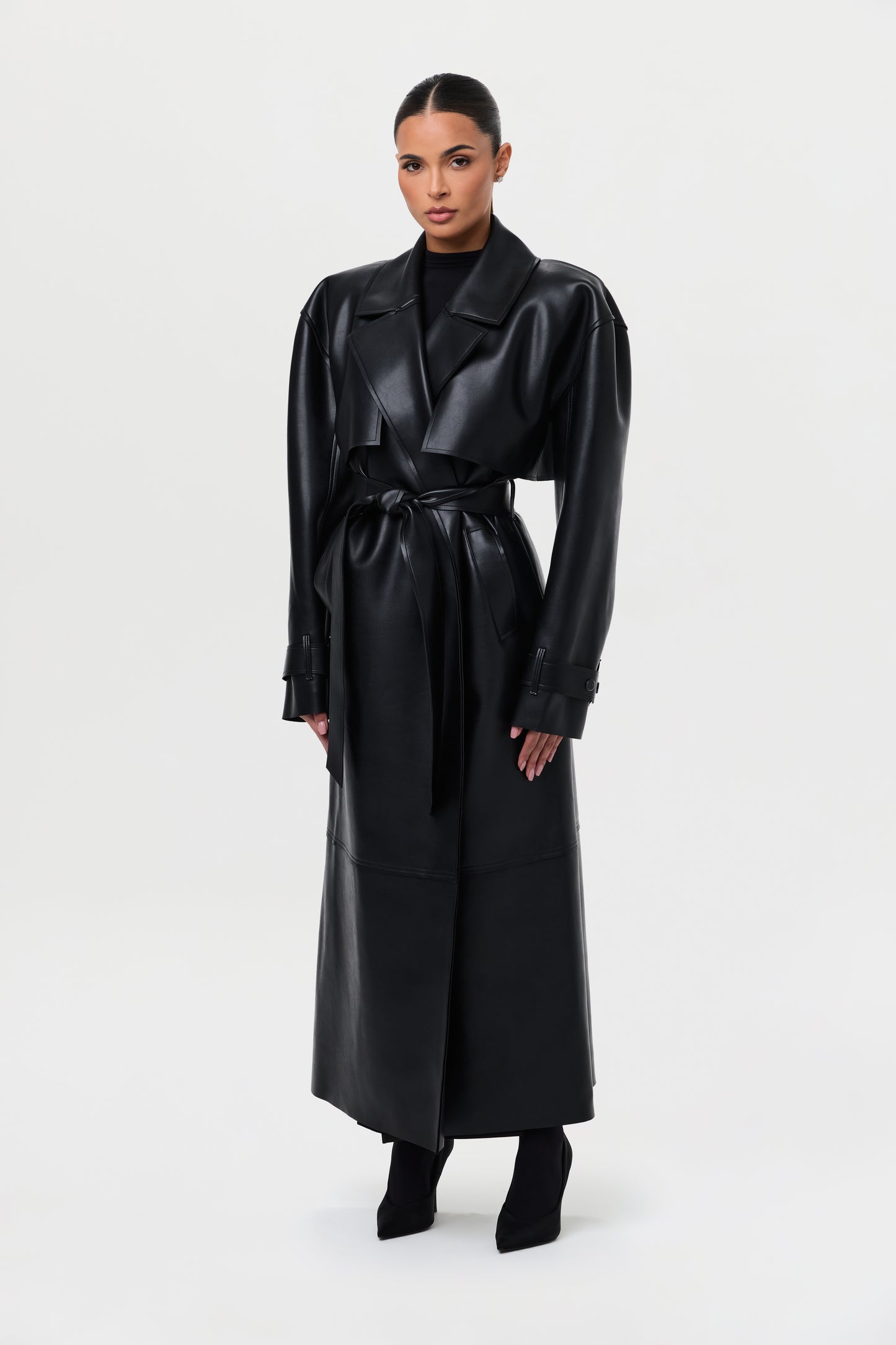 Vegan Leather Trench Coat