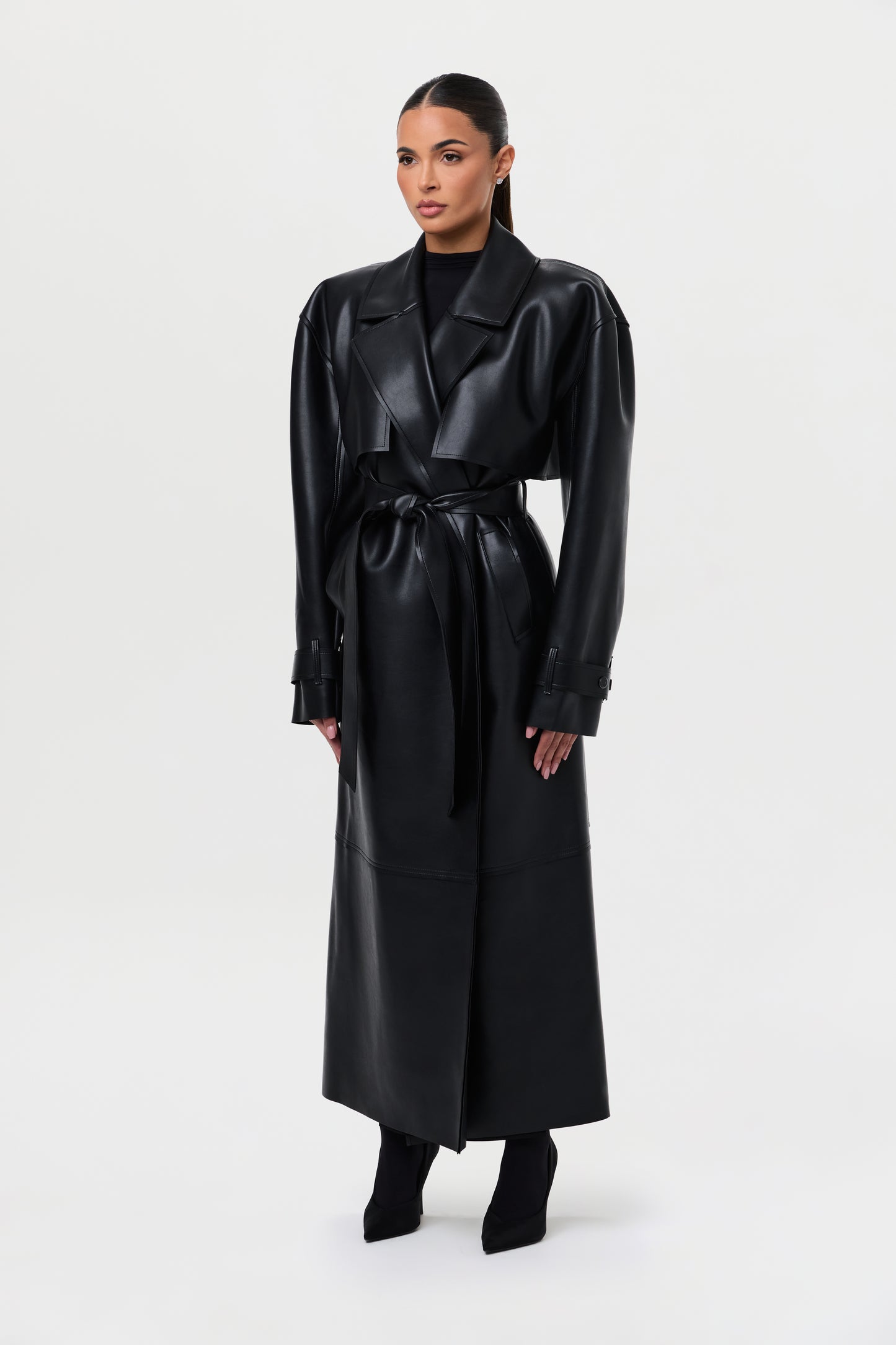 Vegan Leather Trench Coat