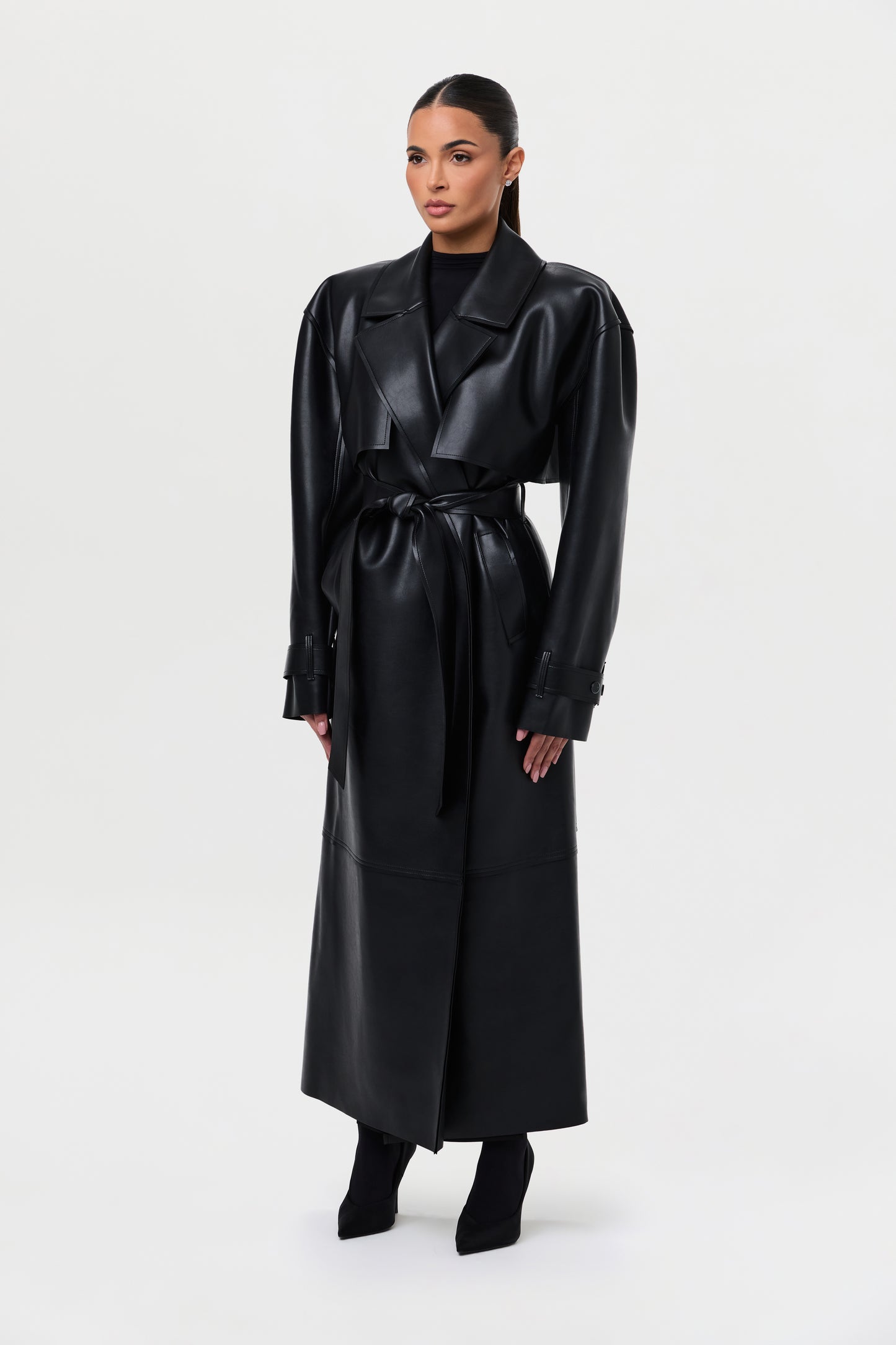 Vegan Leather Trench Coat