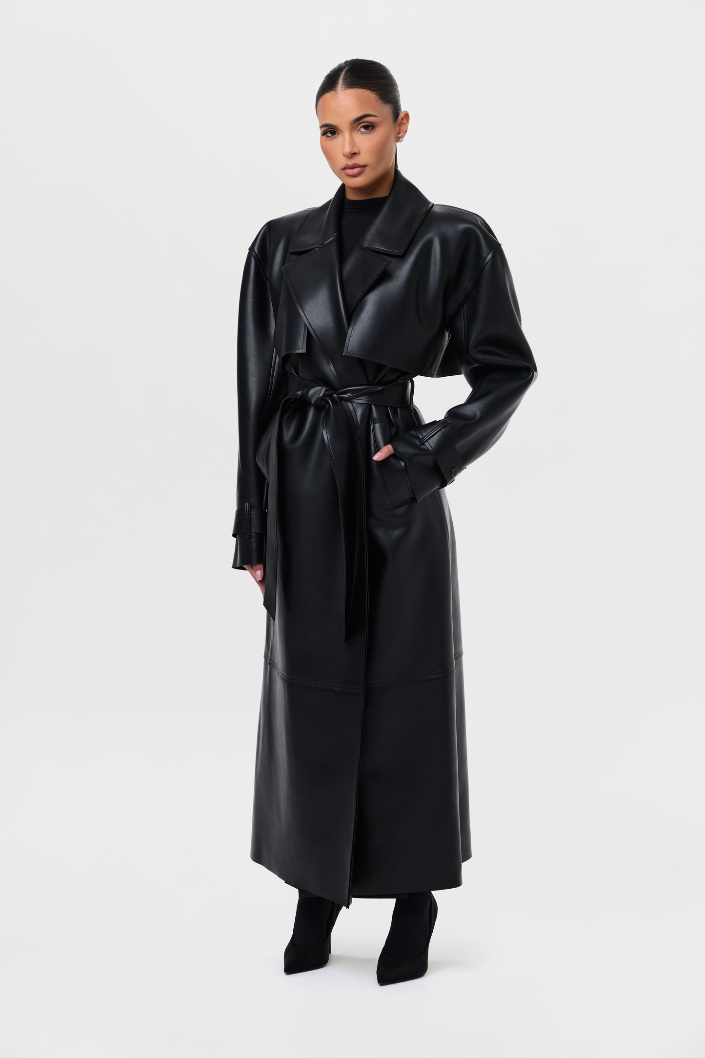 Vegan Leather Trench Coat