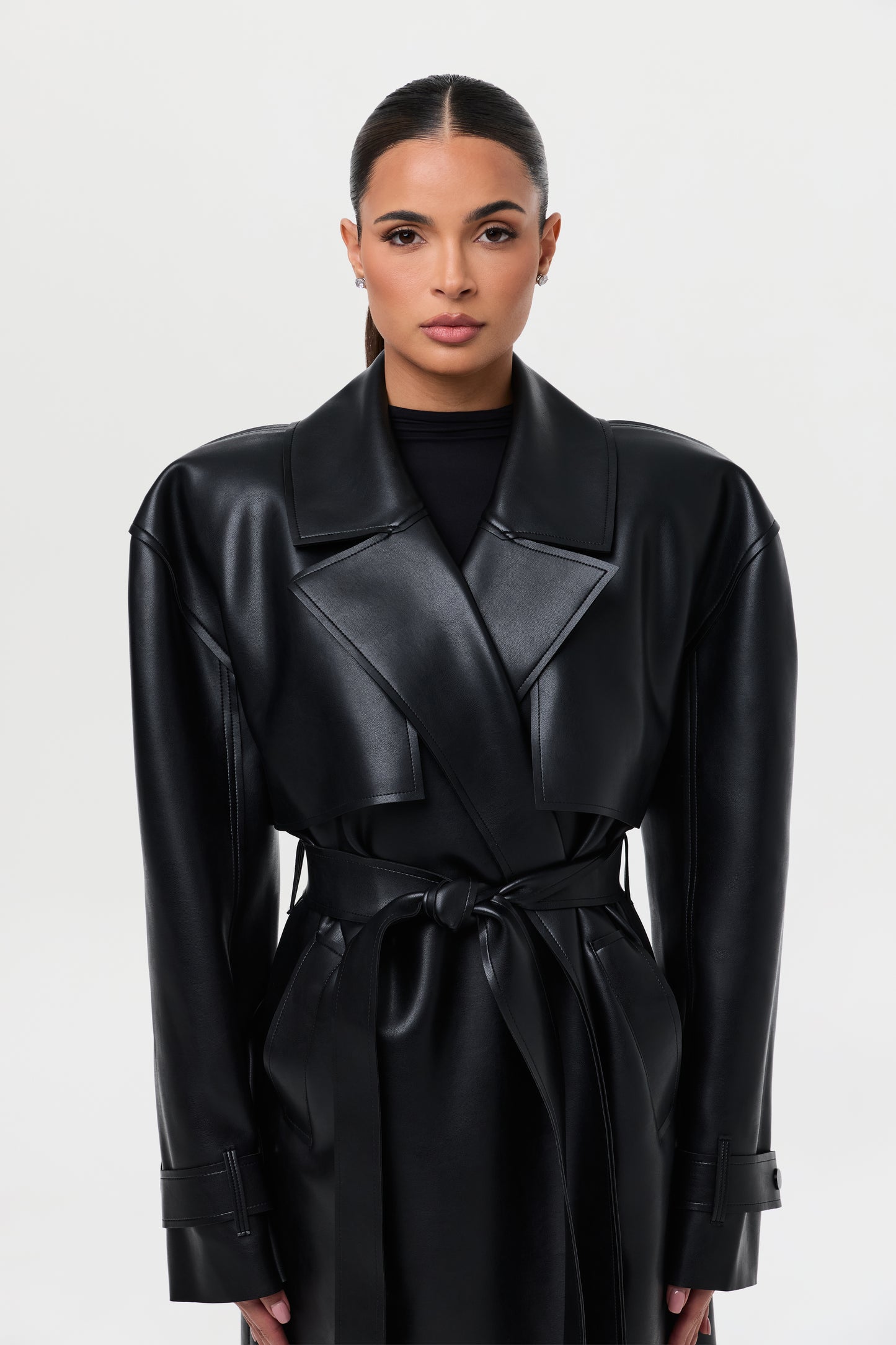 Vegan Leather Trench Coat
