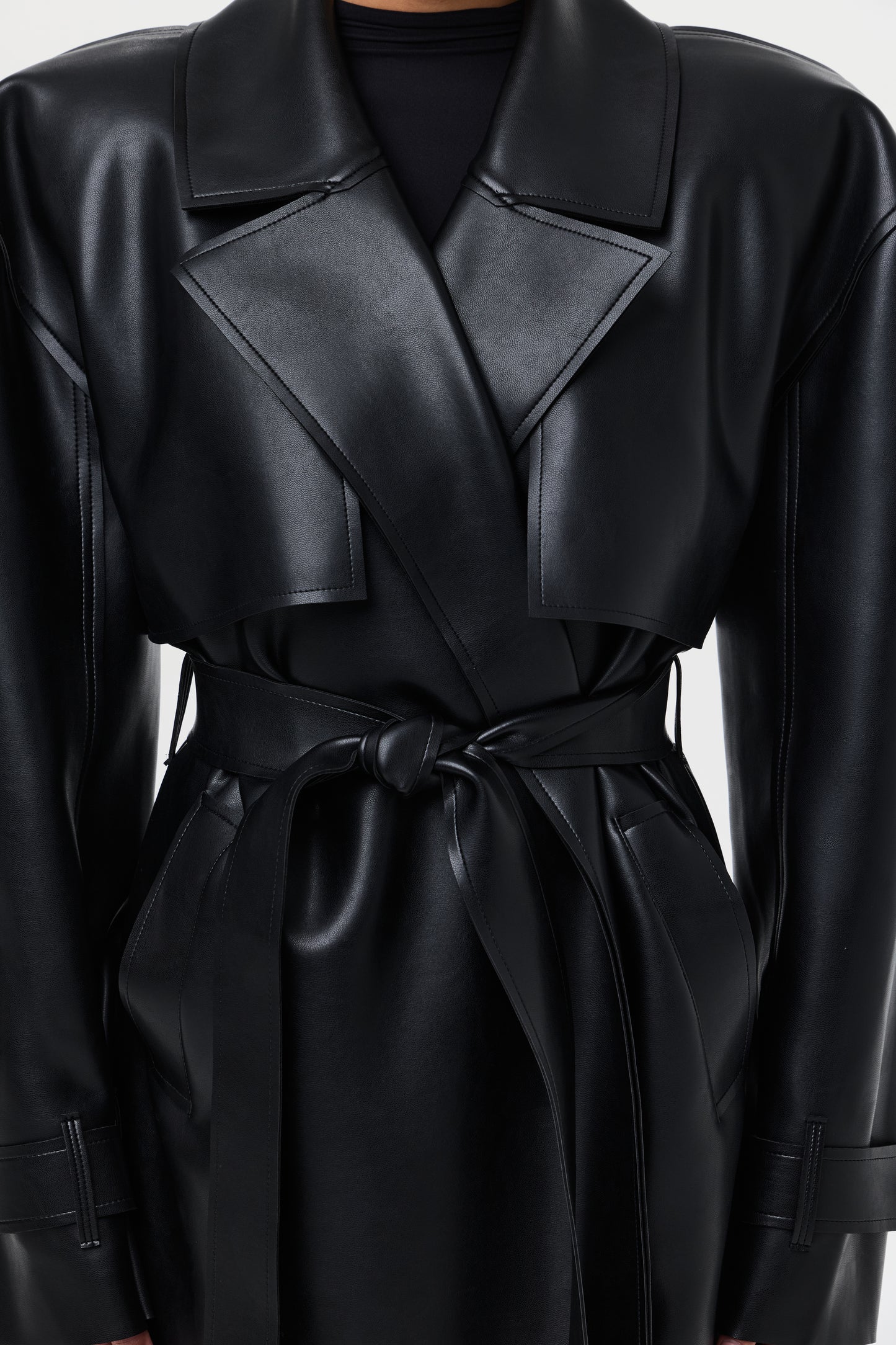 Vegan Leather Trench Coat