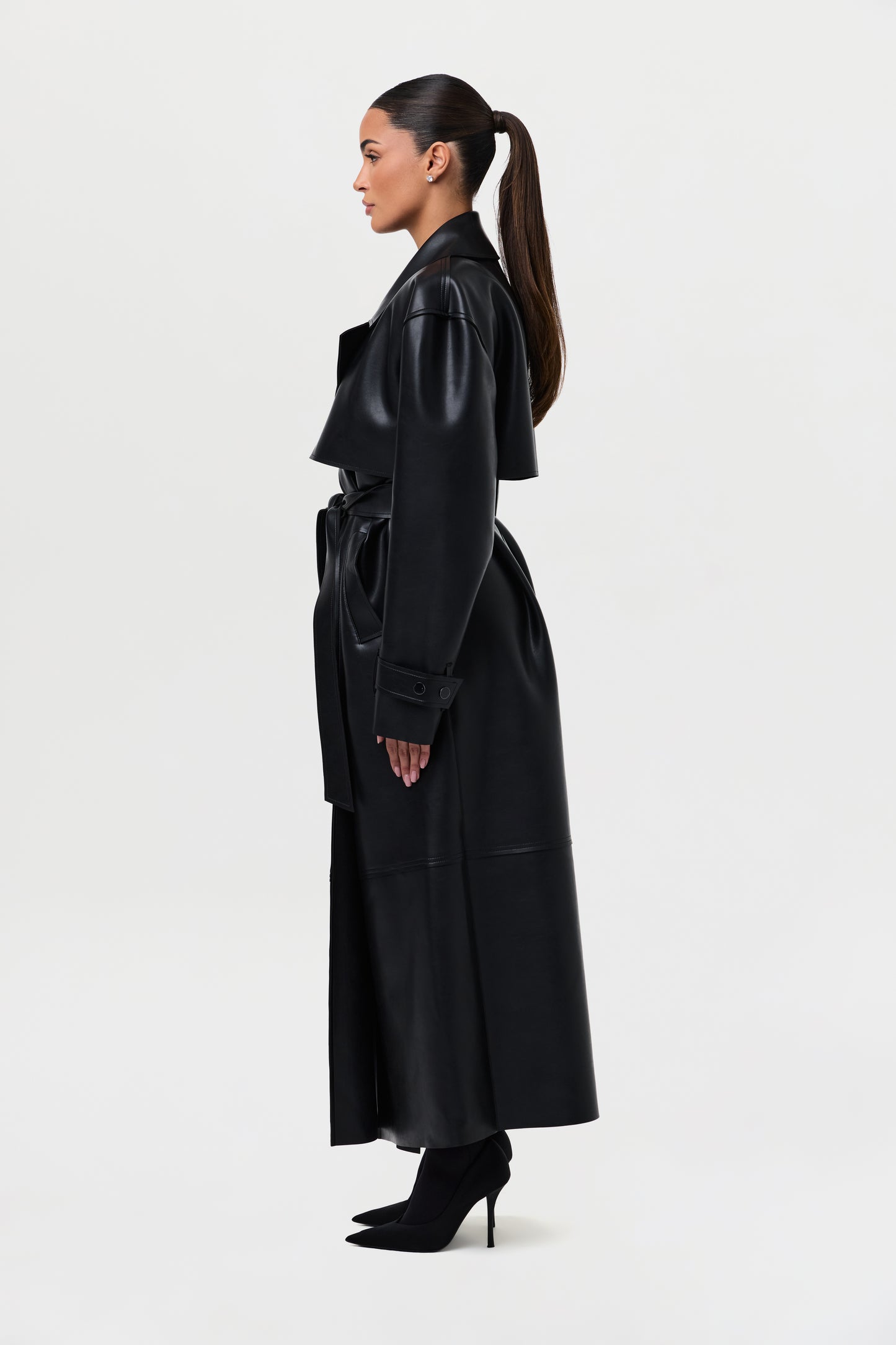 Vegan Leather Trench Coat