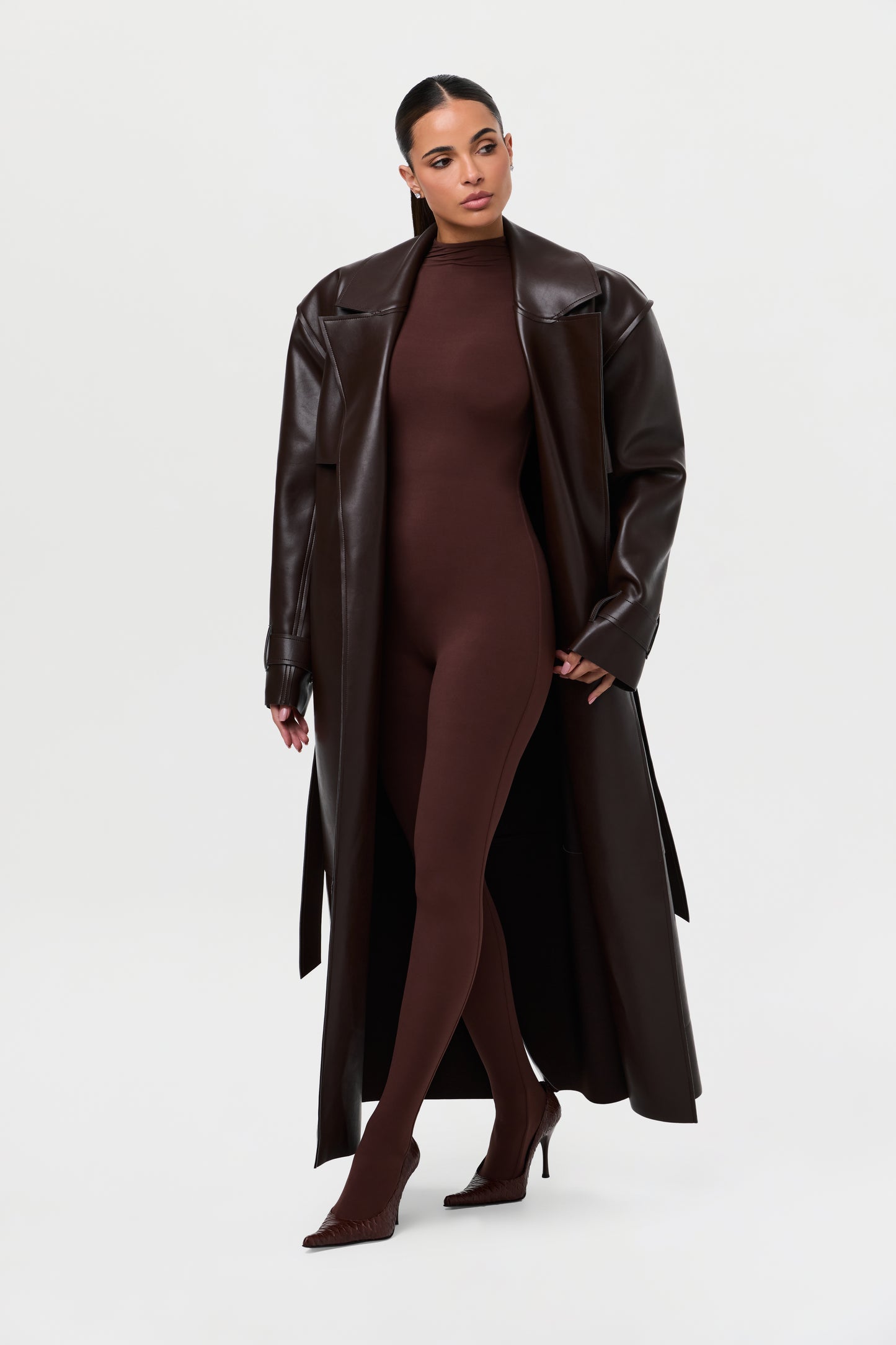 Vegan Leather Trench Coat