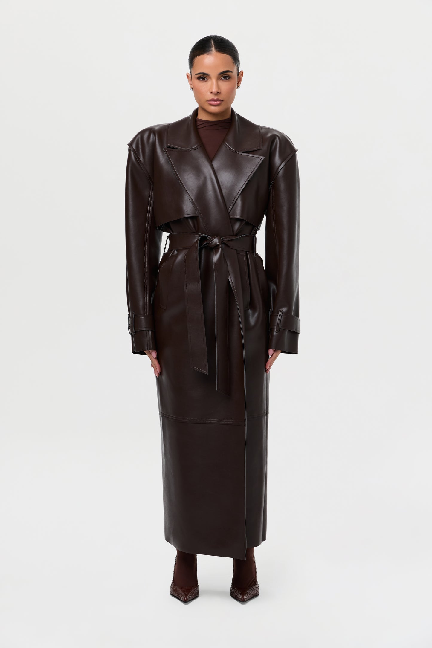 Vegan Leather Trench Coat