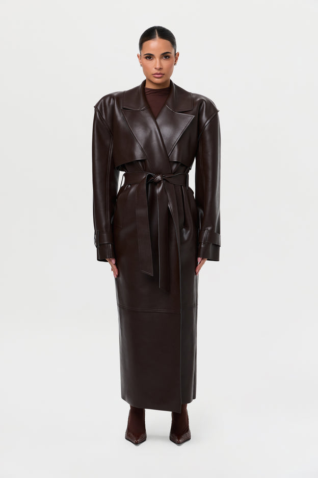 Vegan Leather Trench Coat