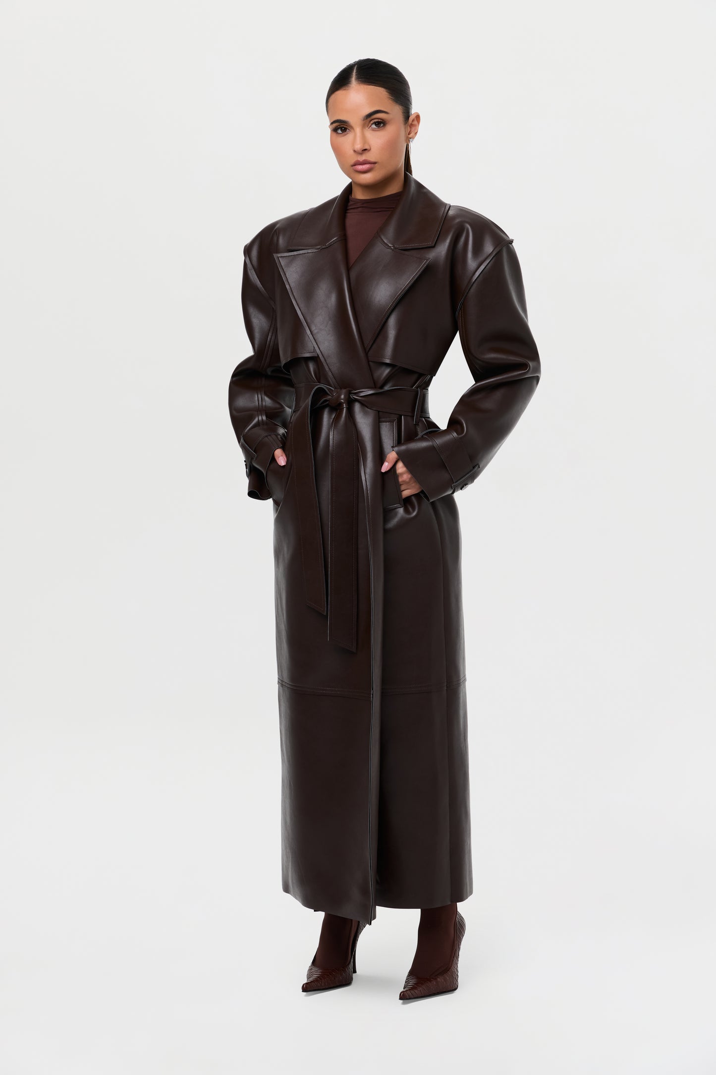 Vegan Leather Trench Coat