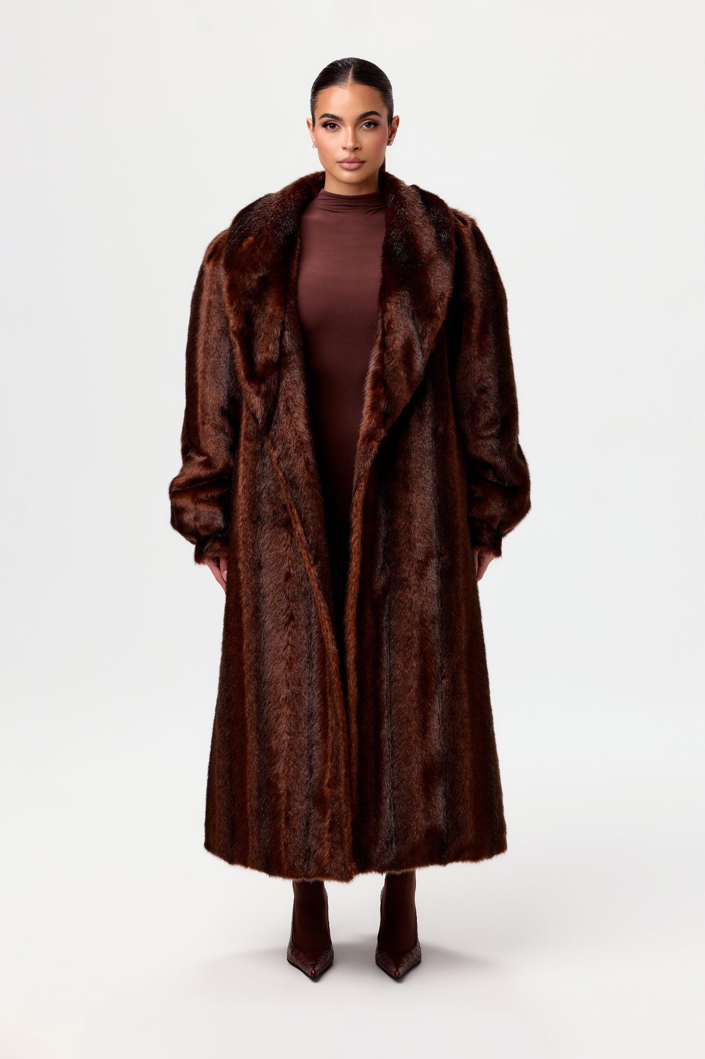 Faux Mink Long Coat