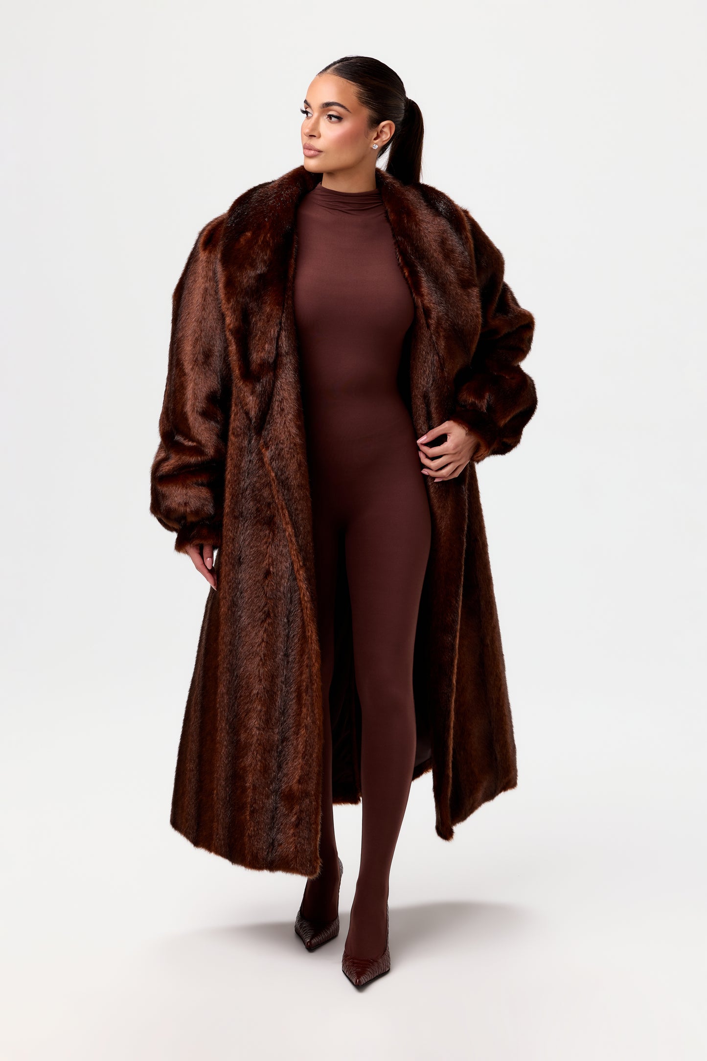 Faux Mink Long Coat