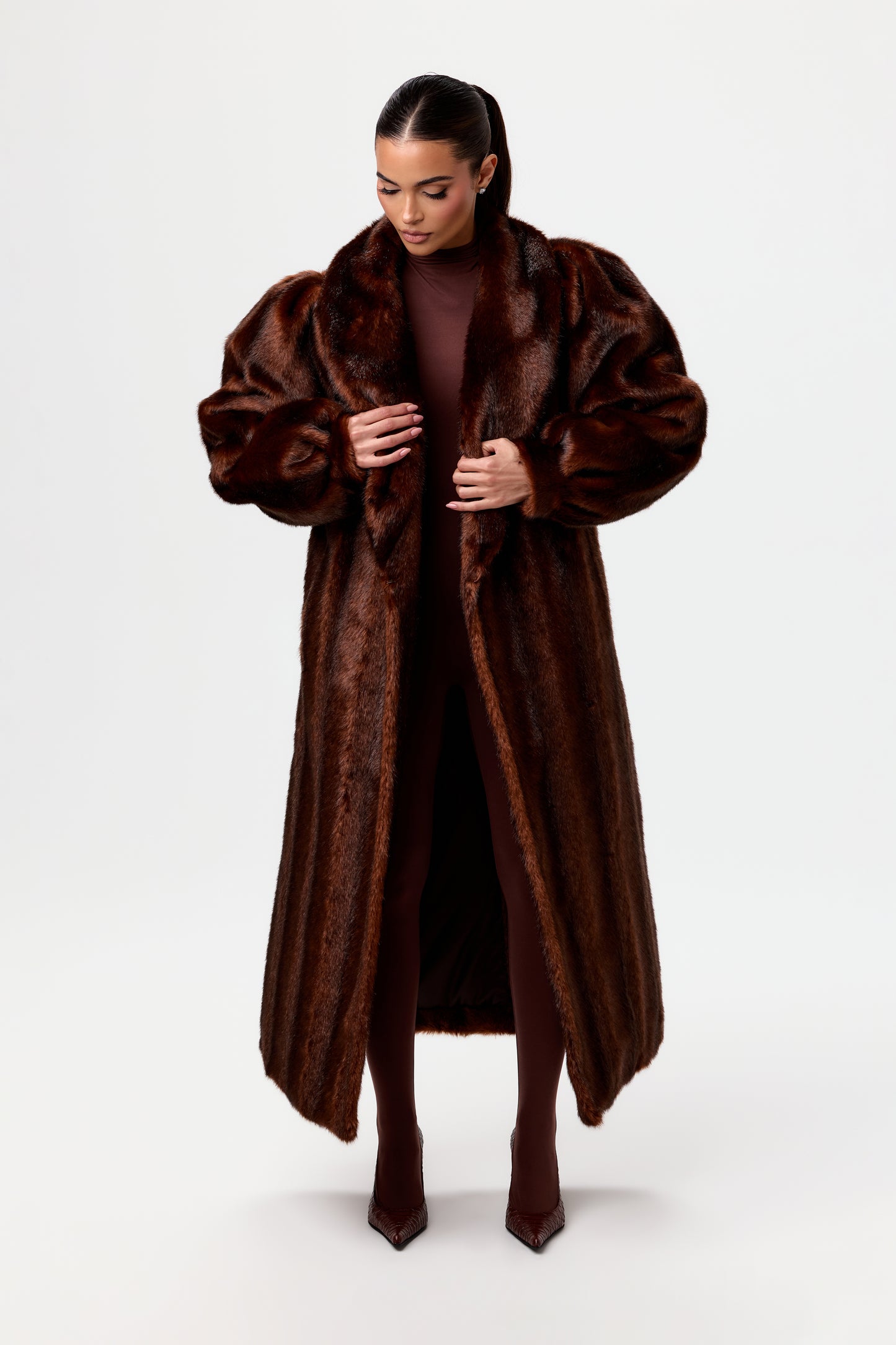 Faux Mink Long Coat