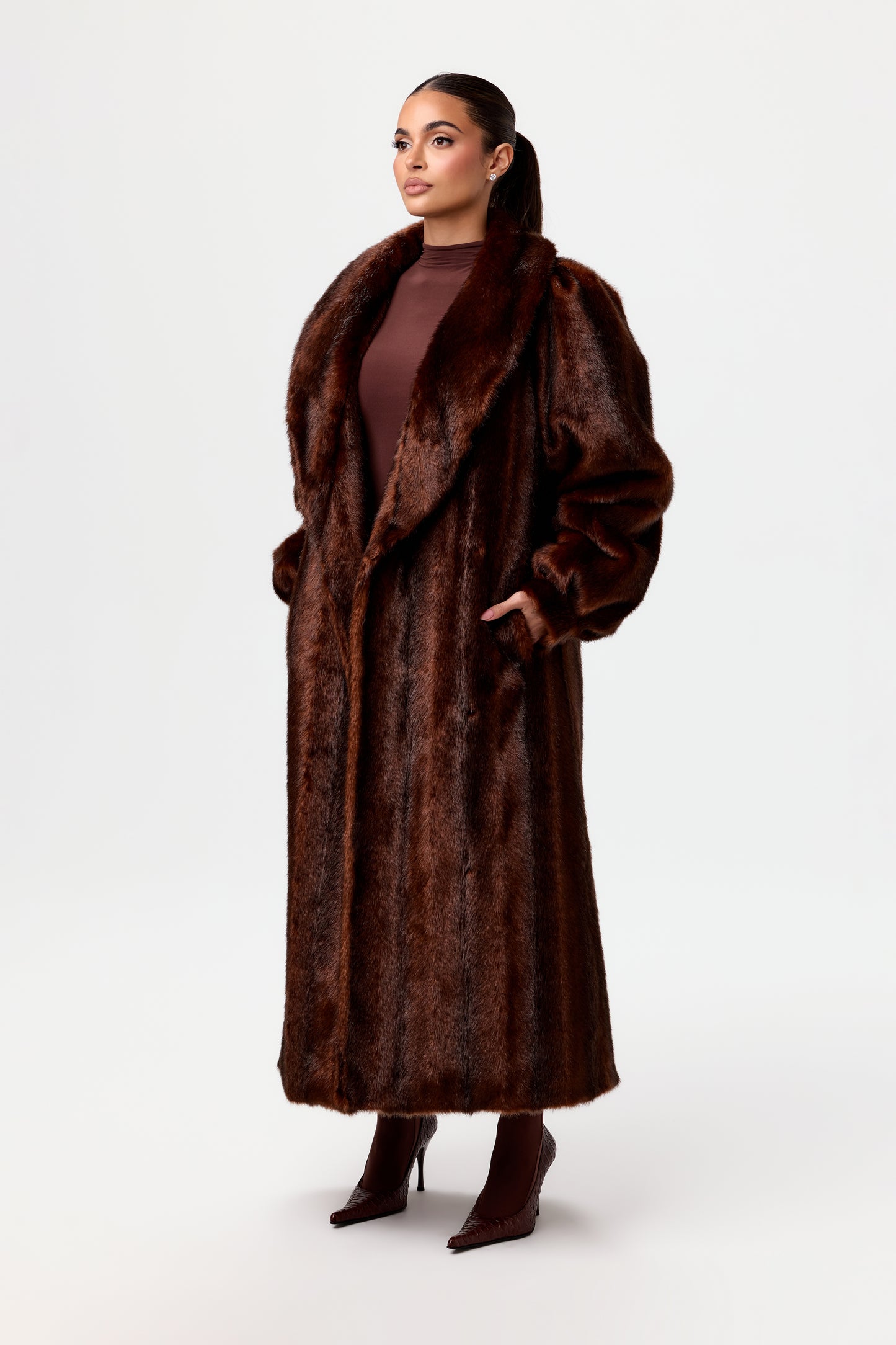 Faux Mink Long Coat
