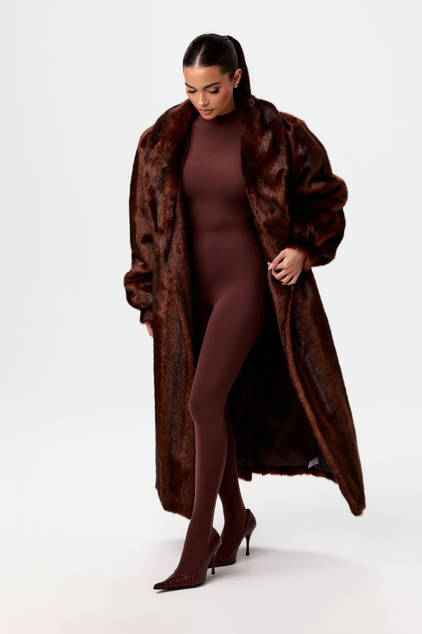 Faux Mink Long Coat
