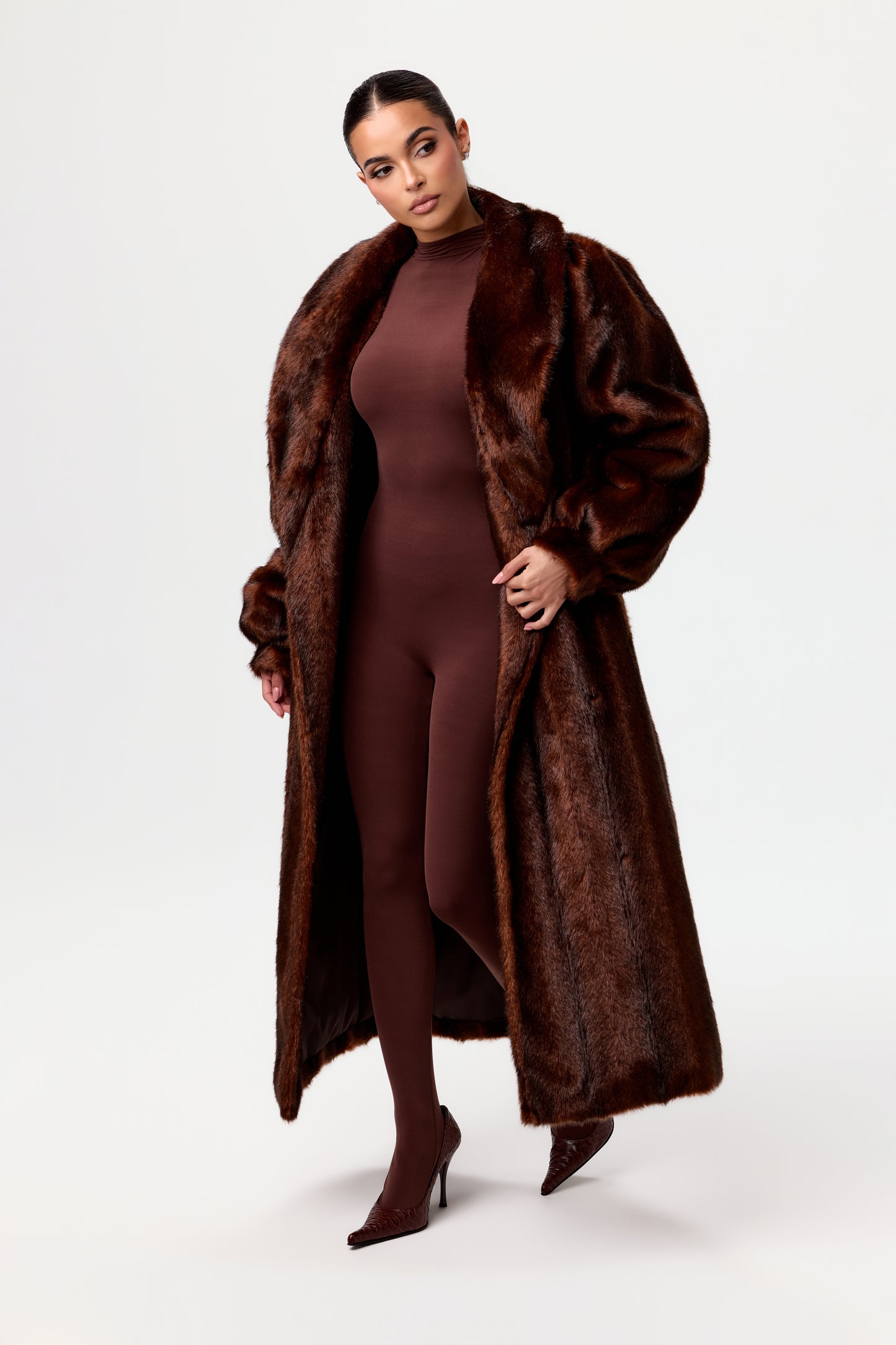 Faux Mink Long Coat