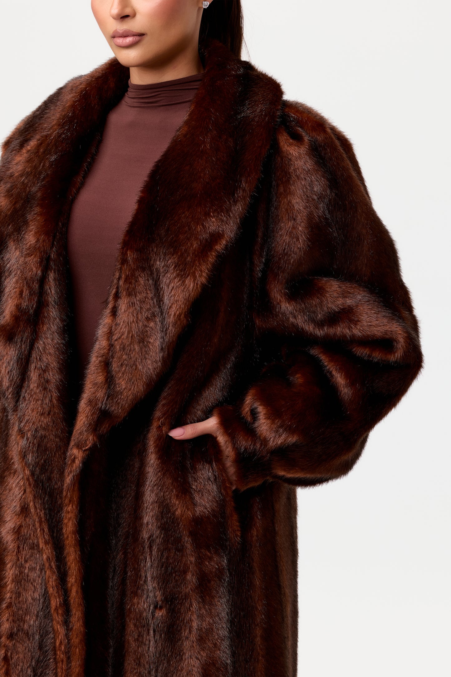Faux Mink Long Coat