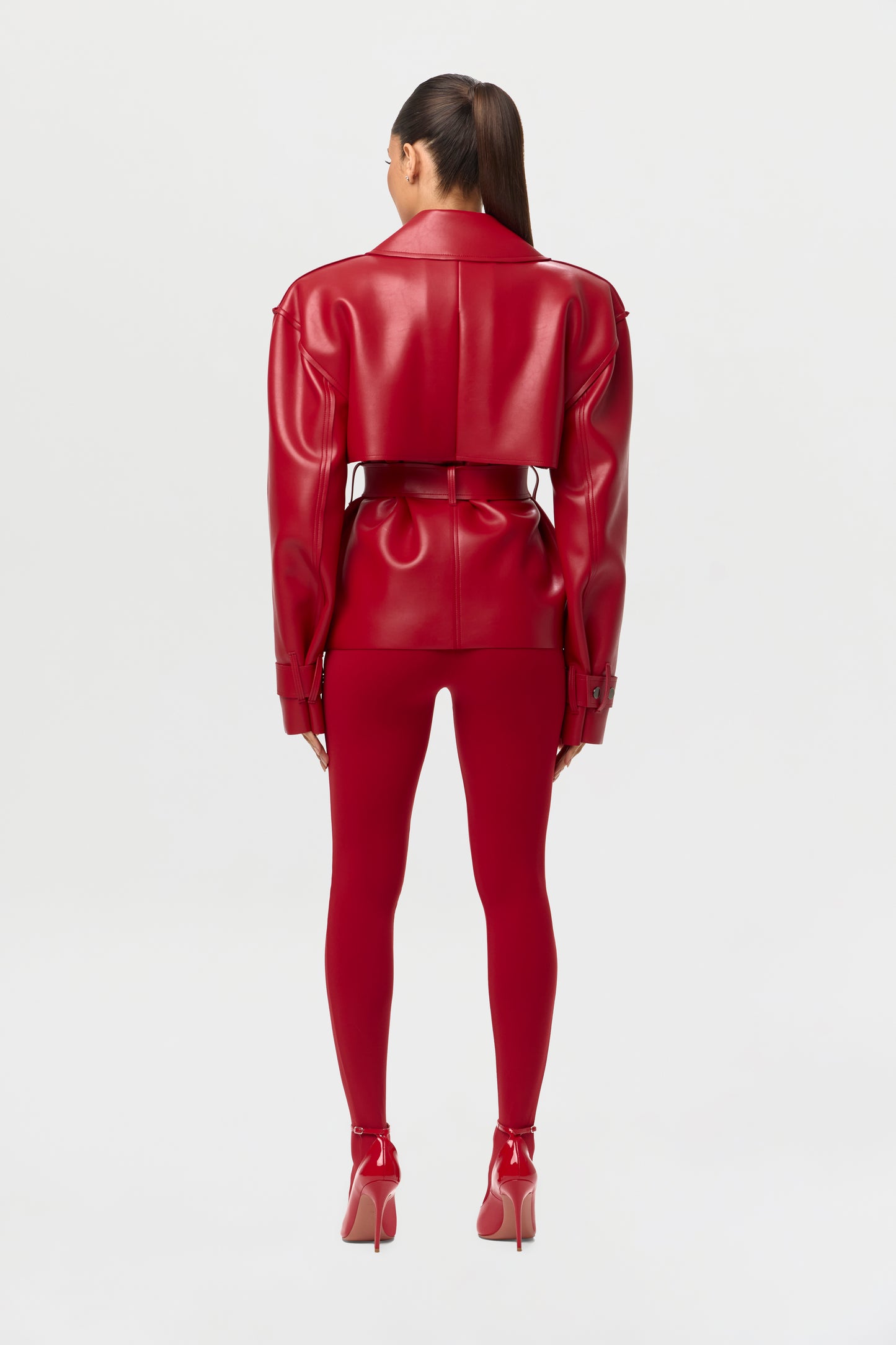 Vegan Leather Cropped Trench Jacket