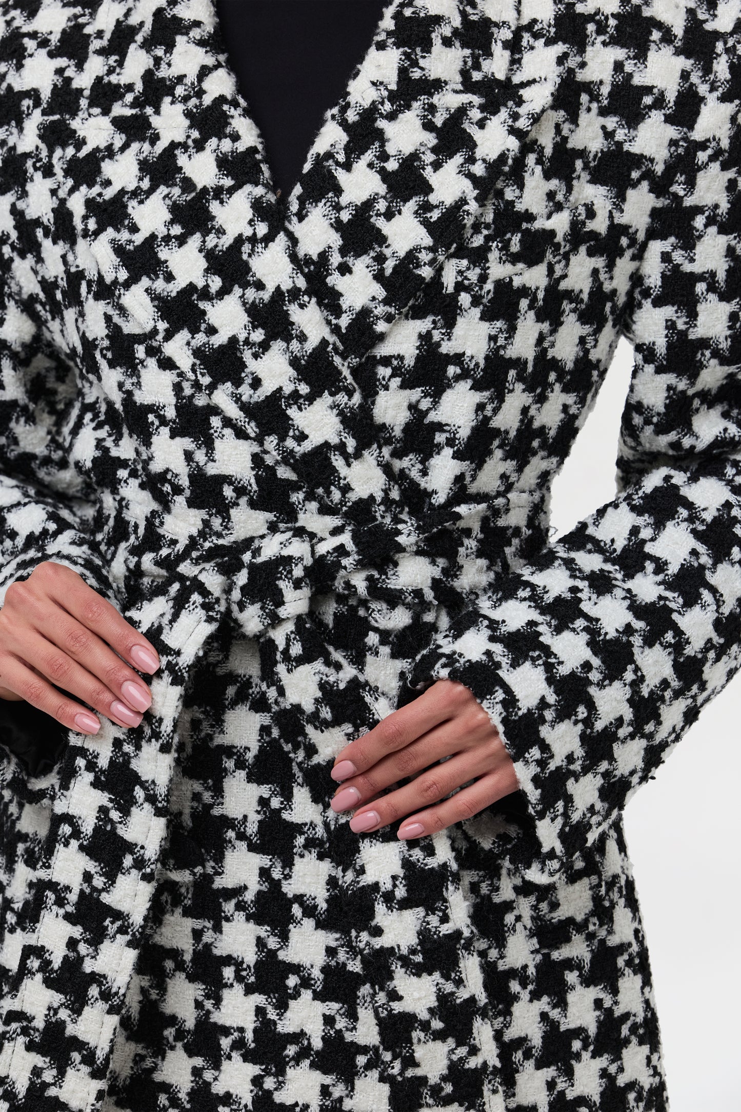 Jacquard Houndstooth Long Coat