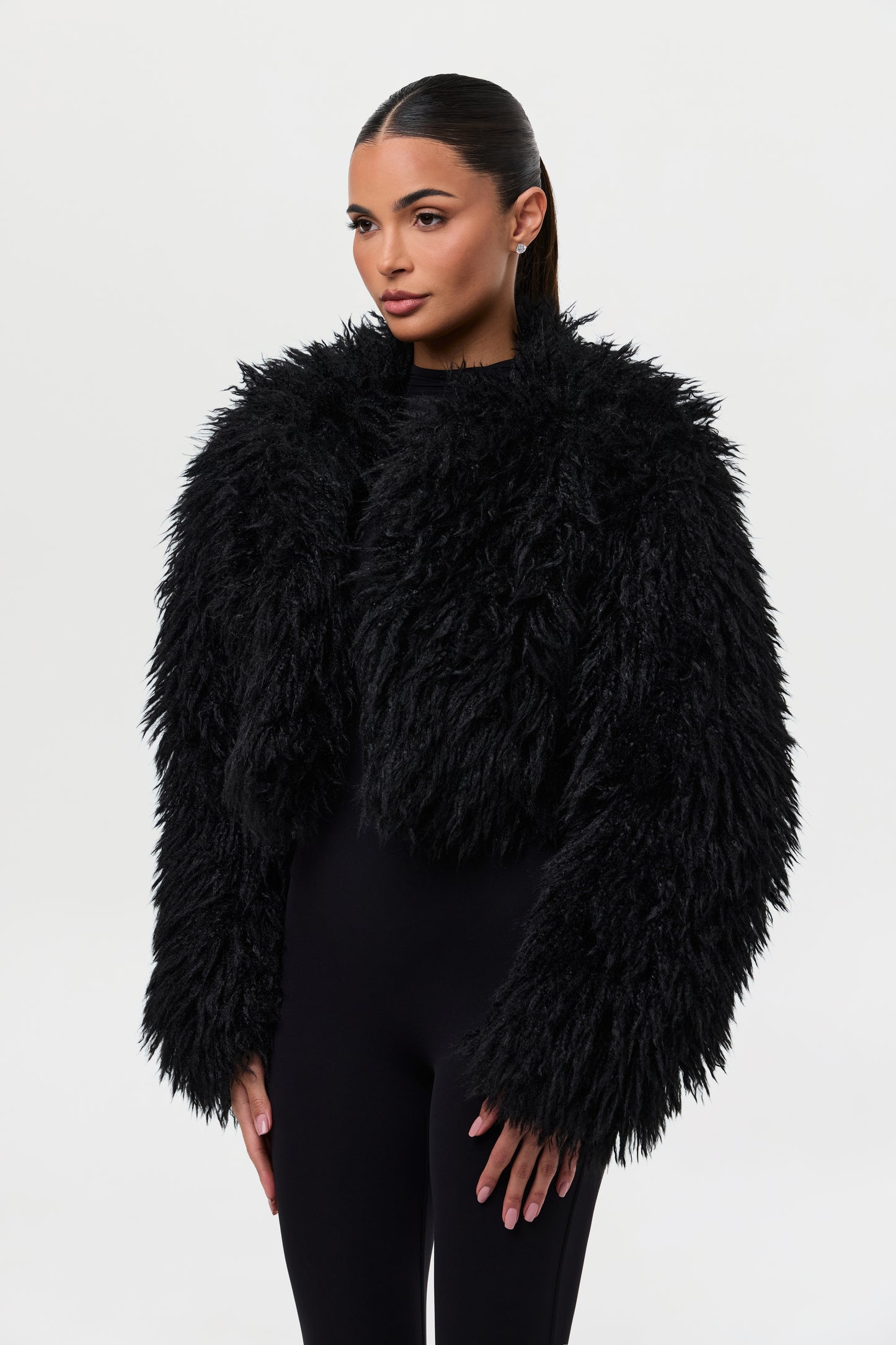 Faux Fur Plush Cropped Jacket