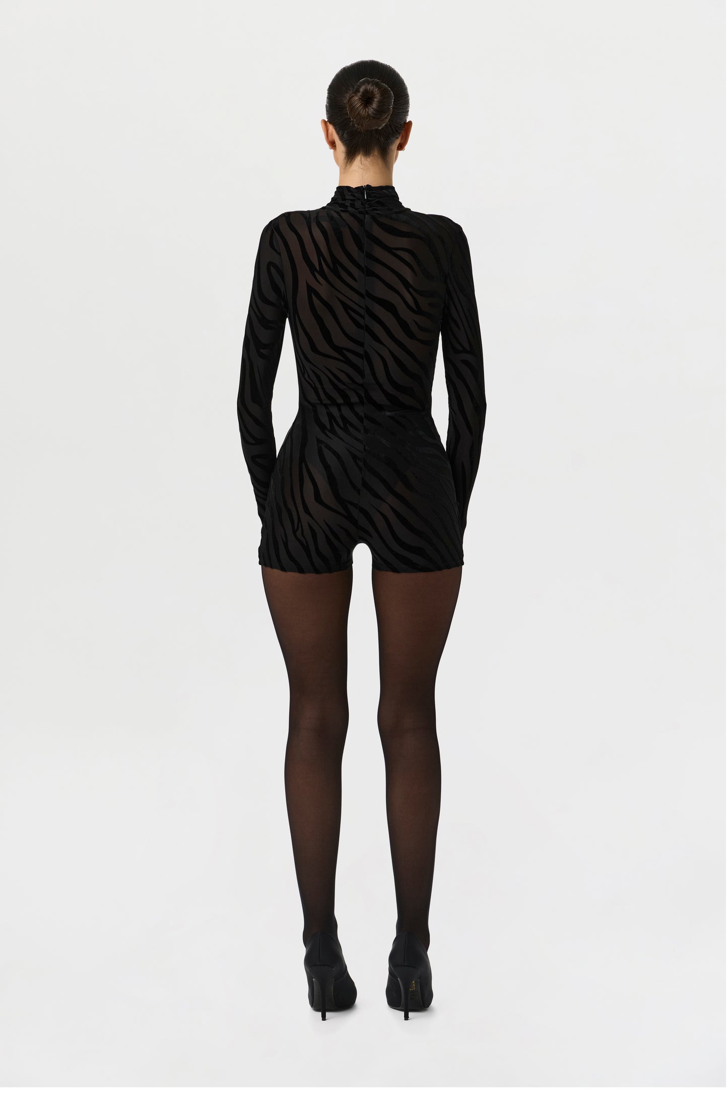 Burnout Print Turtleneck Romper