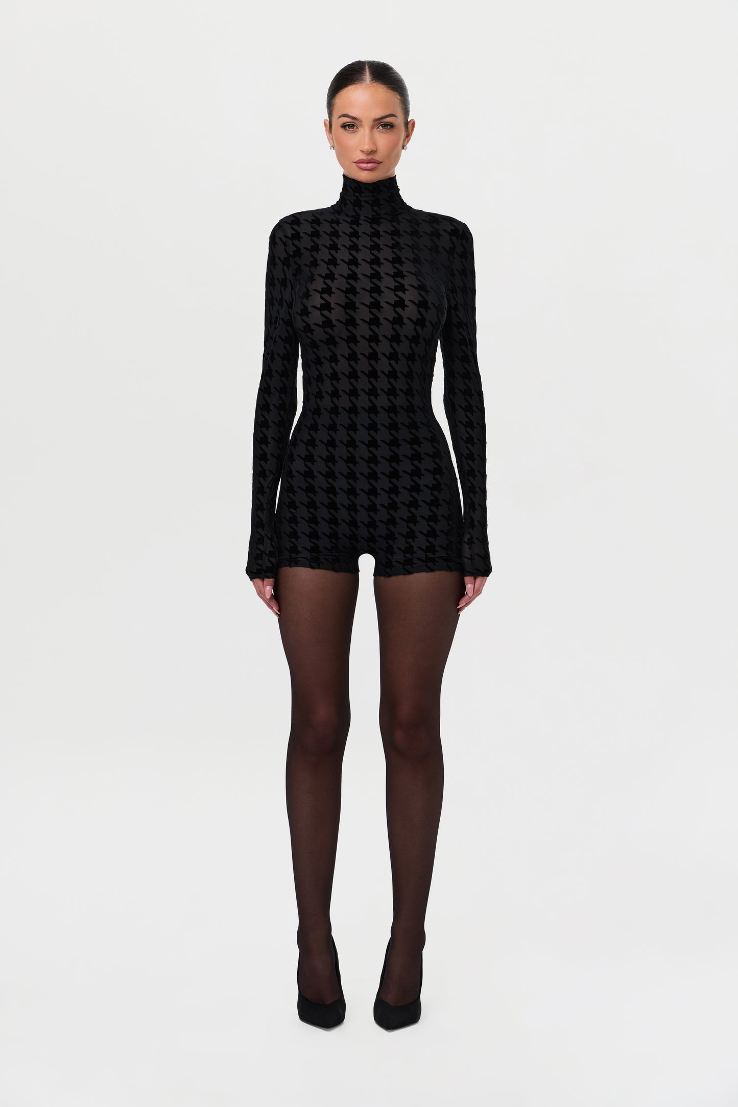 Burnout Print Turtleneck Romper