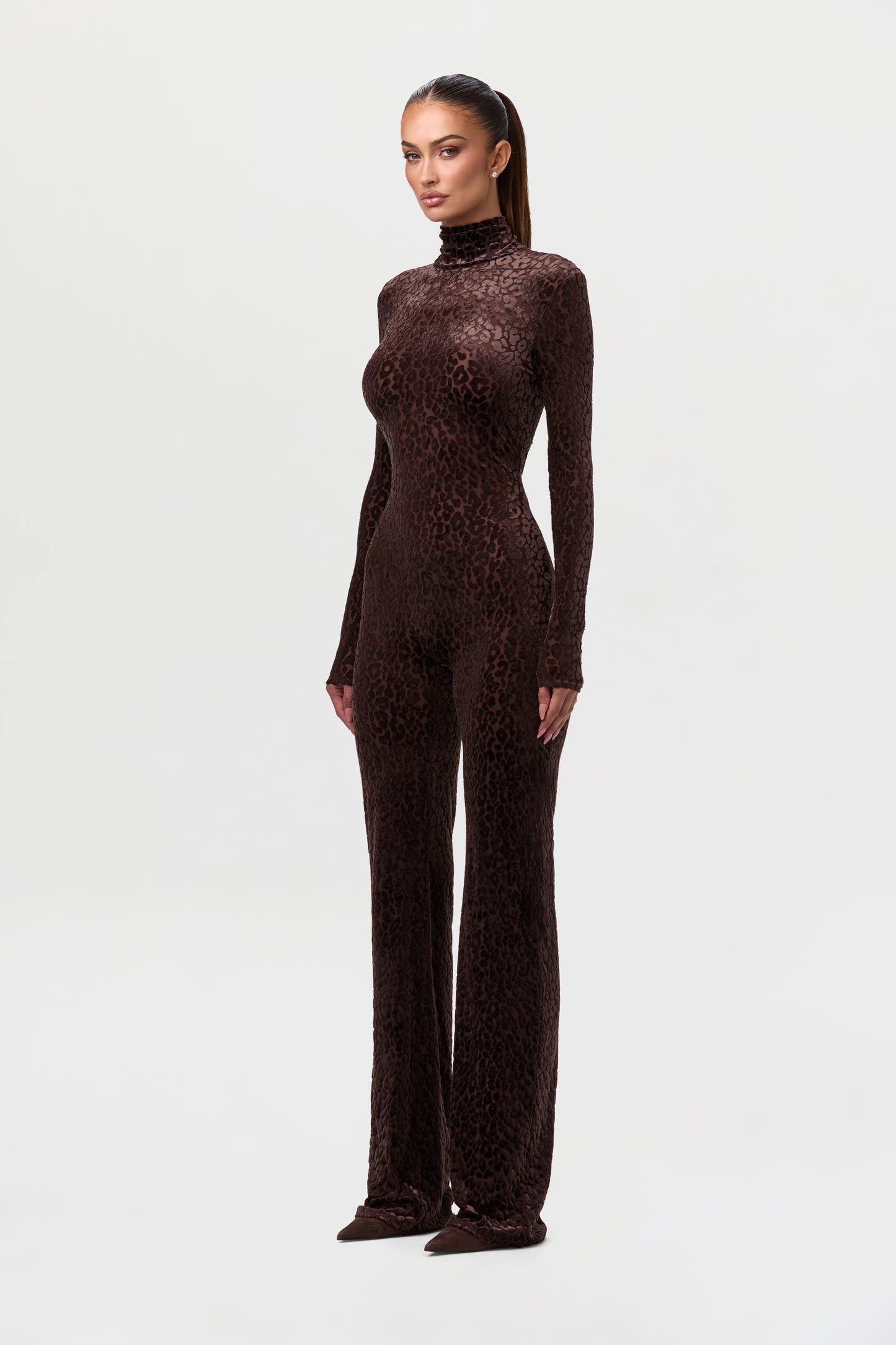 Burnout Print Turtleneck Jumpsuit