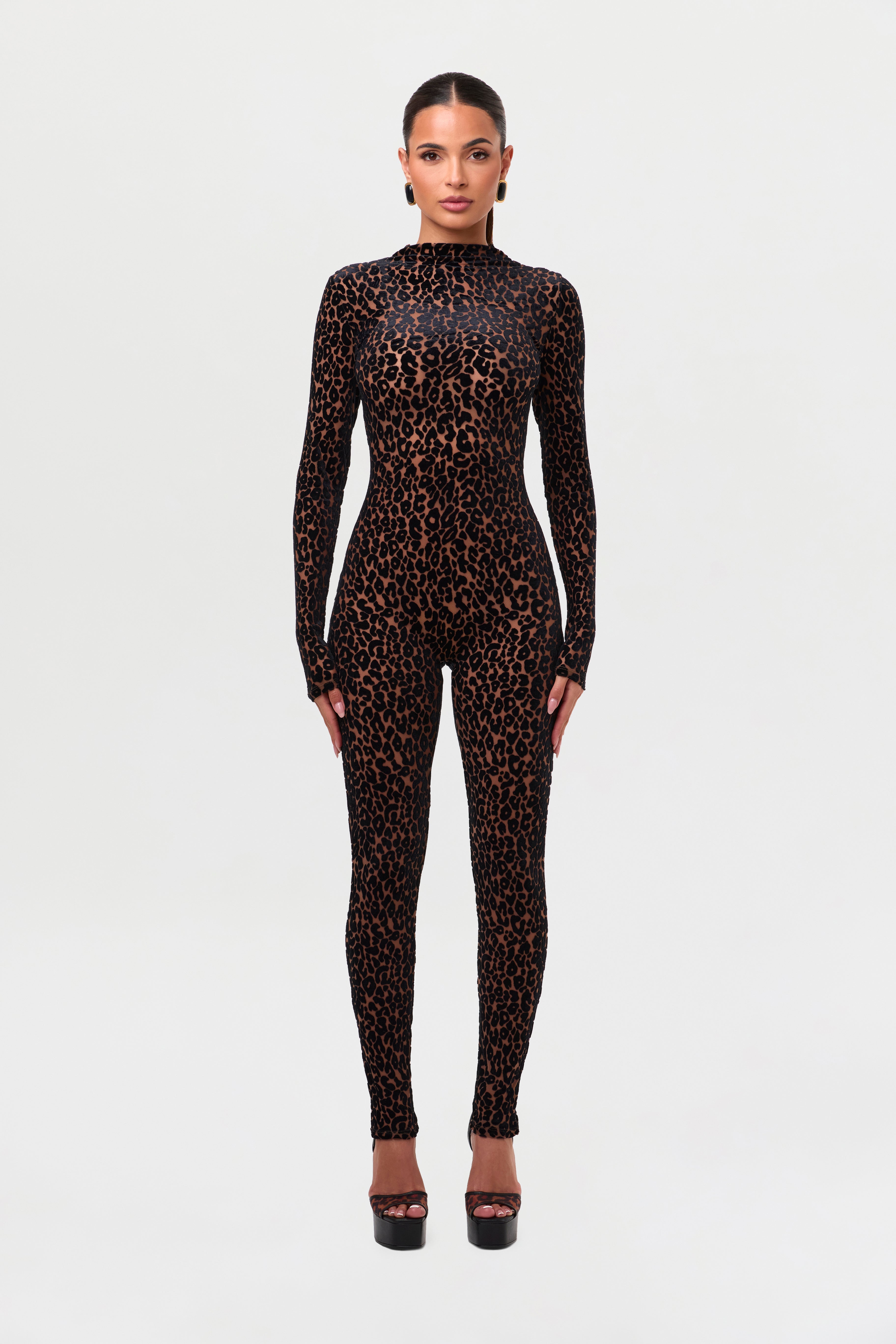 Burnout Leopard Print Jumpsuit - Main Image