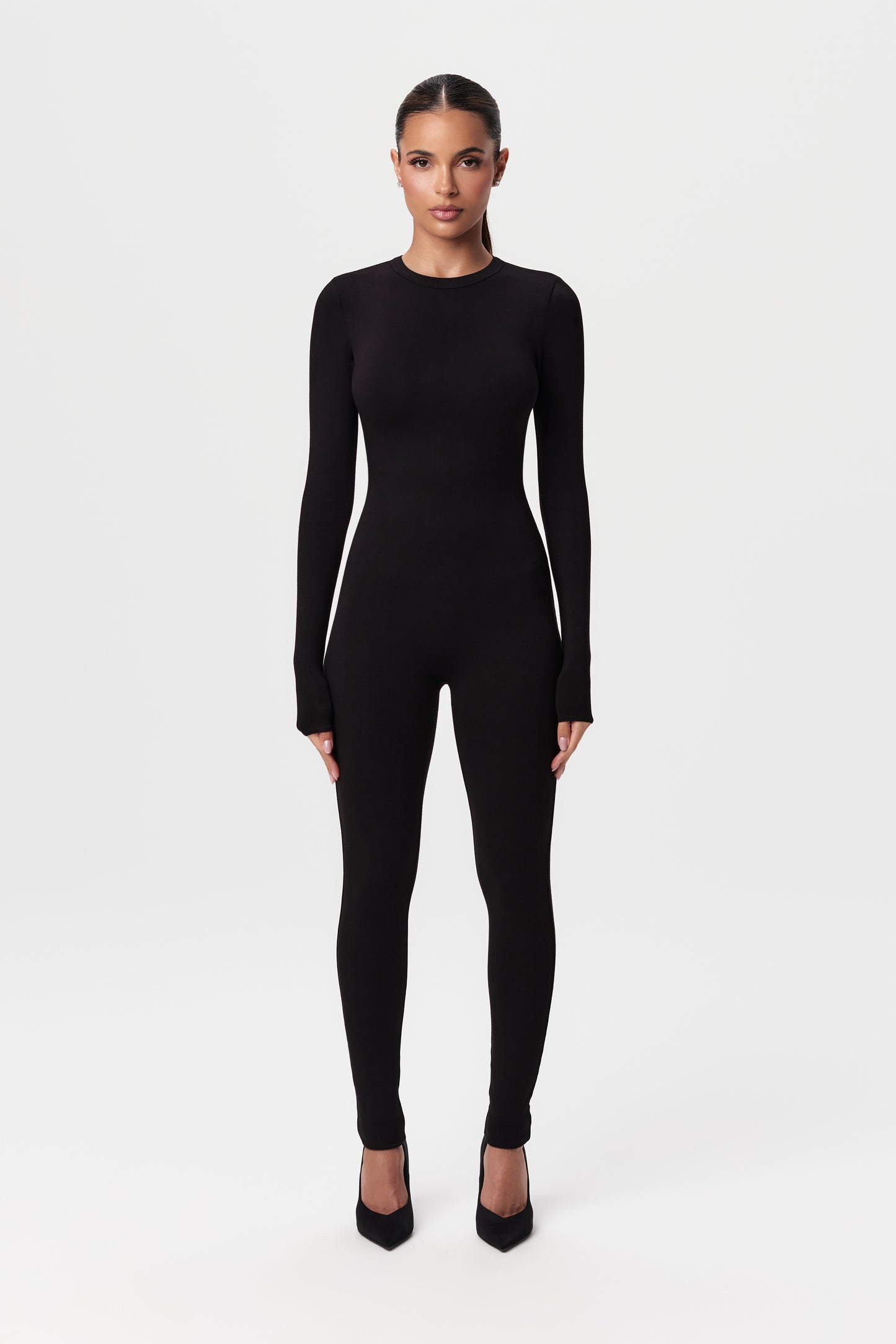 Smooth Crewneck Longsleeve Jumpsuit