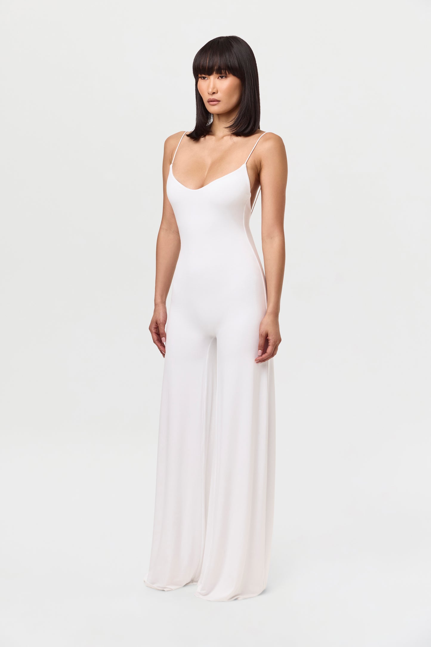 Smooth Open Back Wide-Leg Jumpsuit