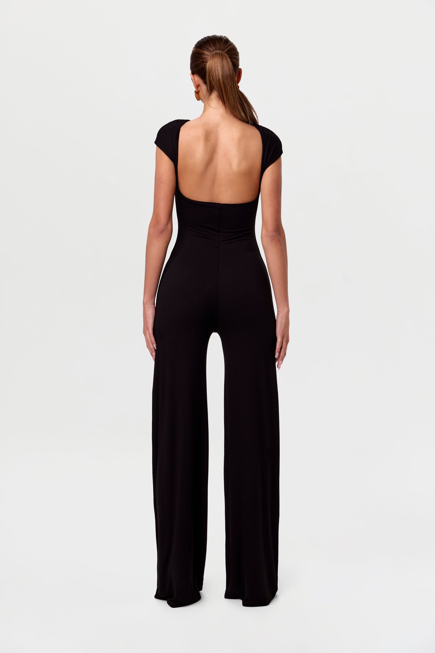 Smooth Cap Sleeve Wide Leg Jumpsuit
