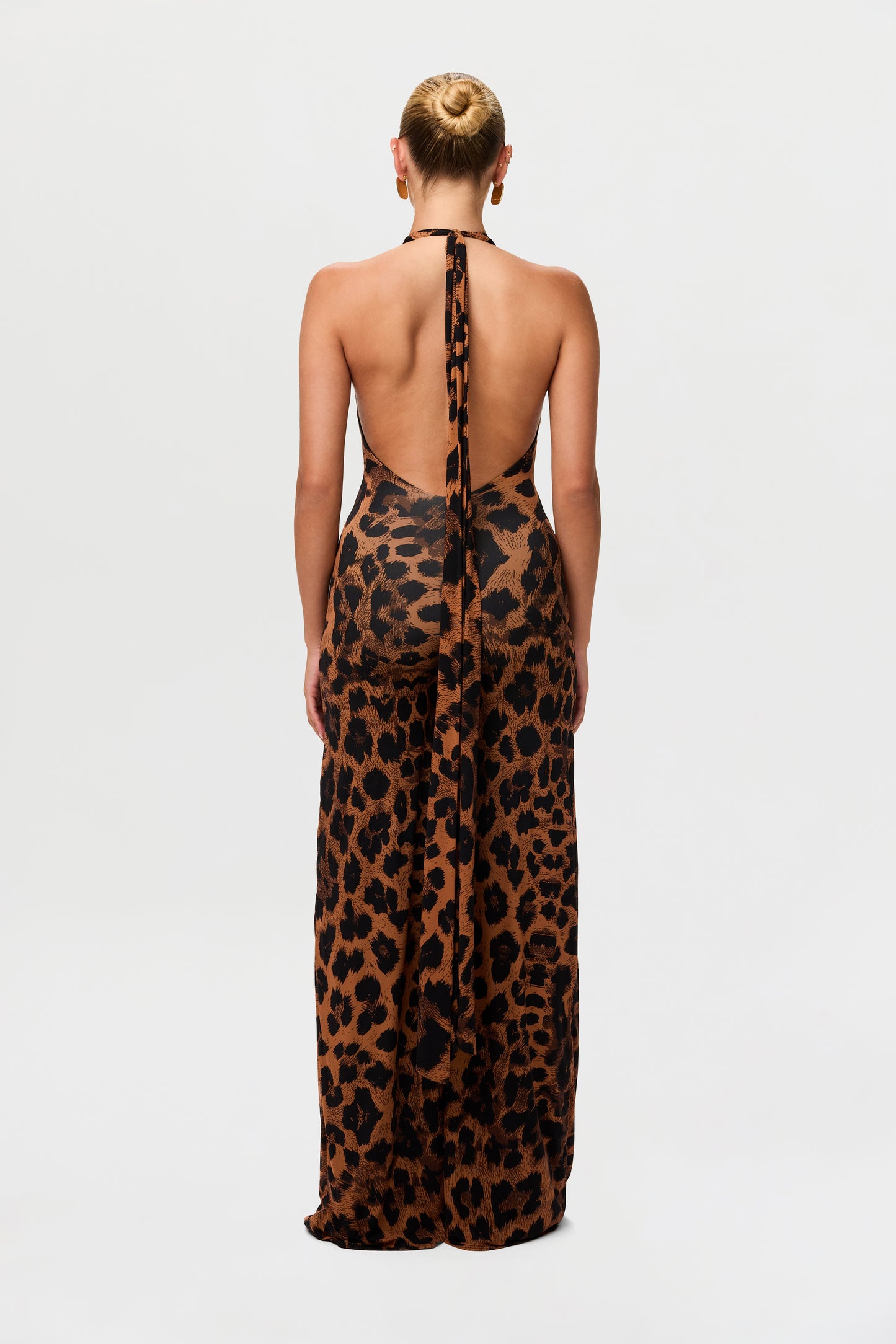 Naked Print Halter Wide Leg Jumpsuit