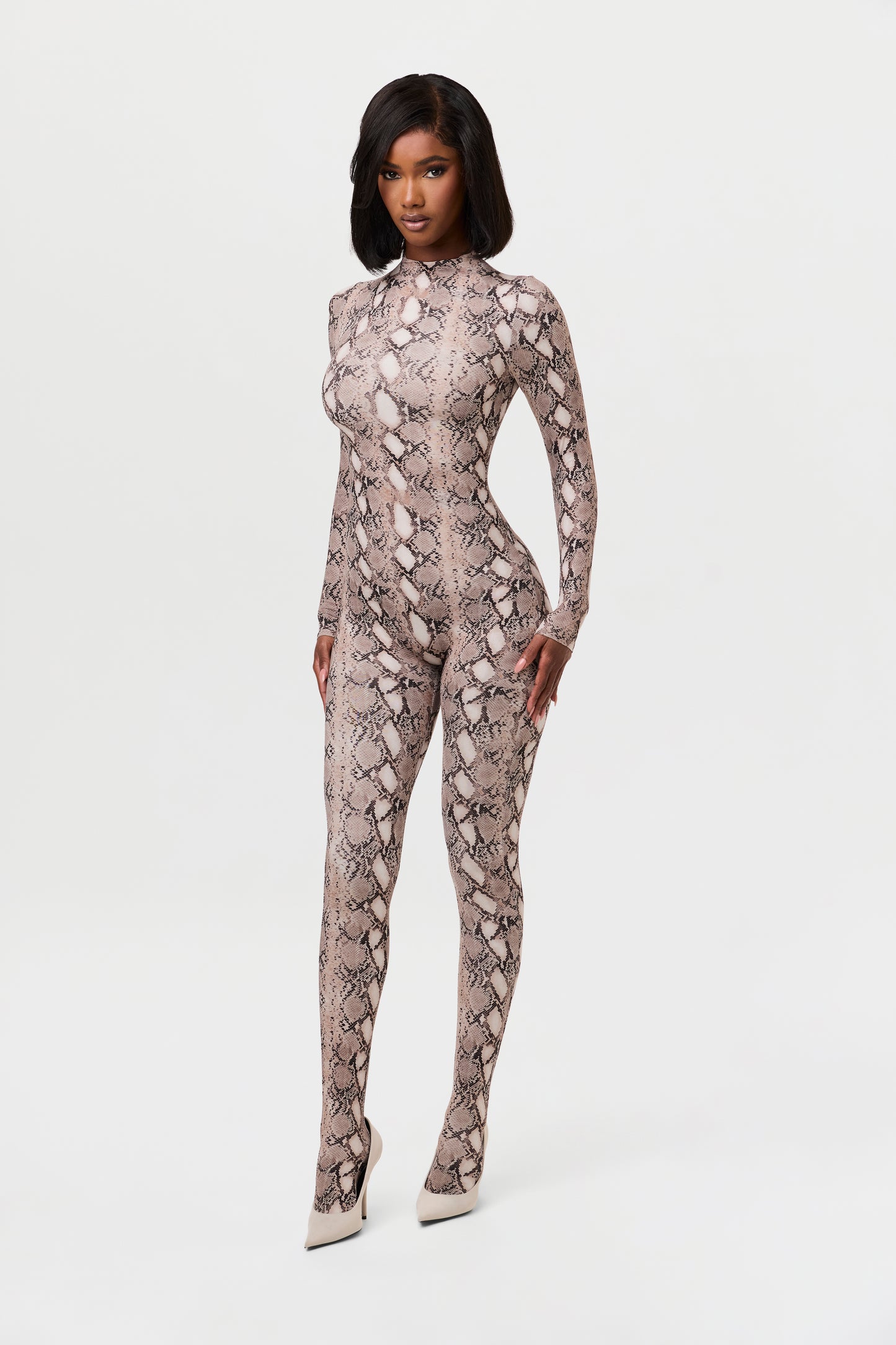 Naked Print Closed Toe Jumpsuit